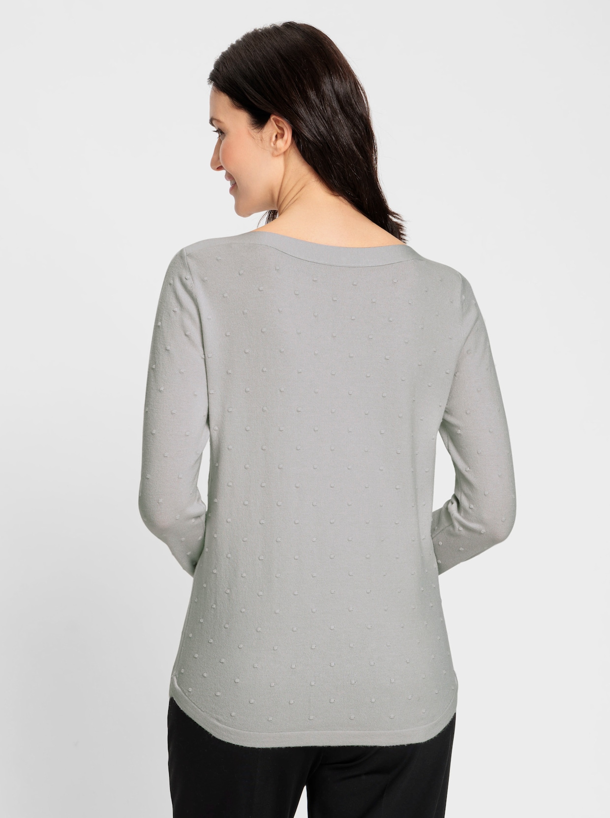 Langarm-Pullover - hellgrau