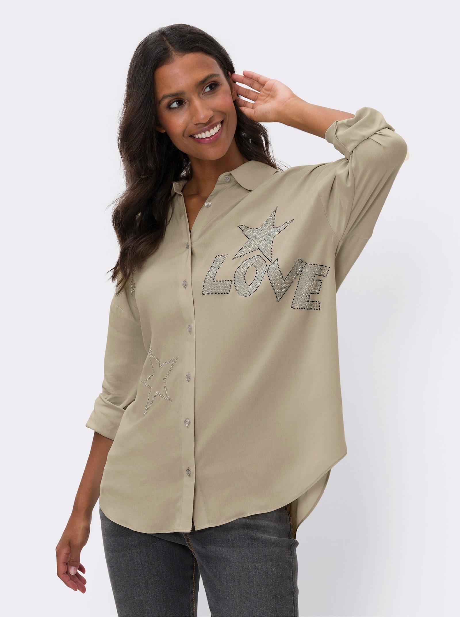 heine Hemdbluse aus Viskose - sand