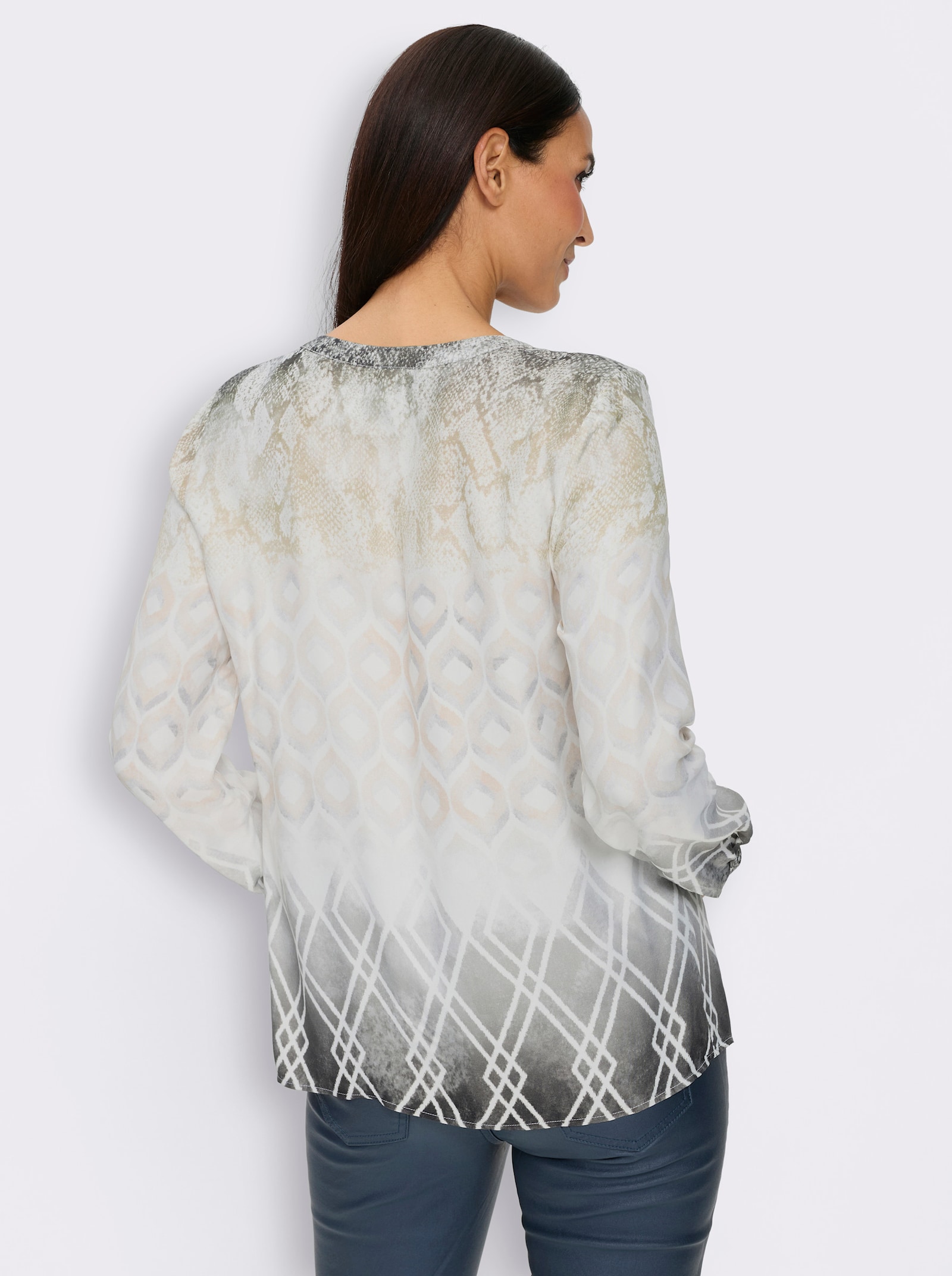 heine Schlupfbluse mit Druck-Dessin - ecru-graphit-bedruckt