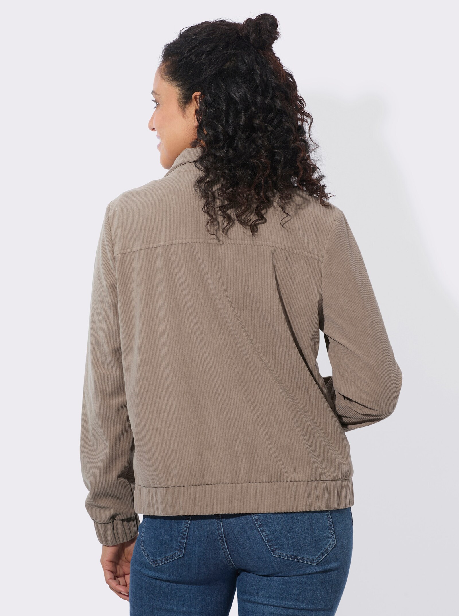  Sweatjacke aus Cord - taupe