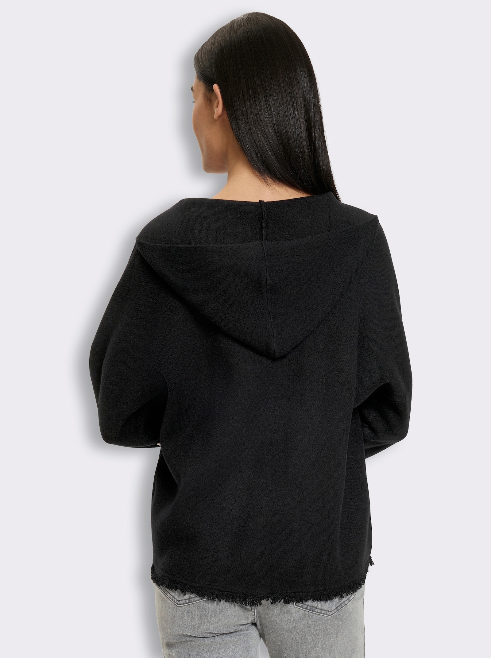heine Kapuzenstrickjacke im Oversize-Stil - schwarz