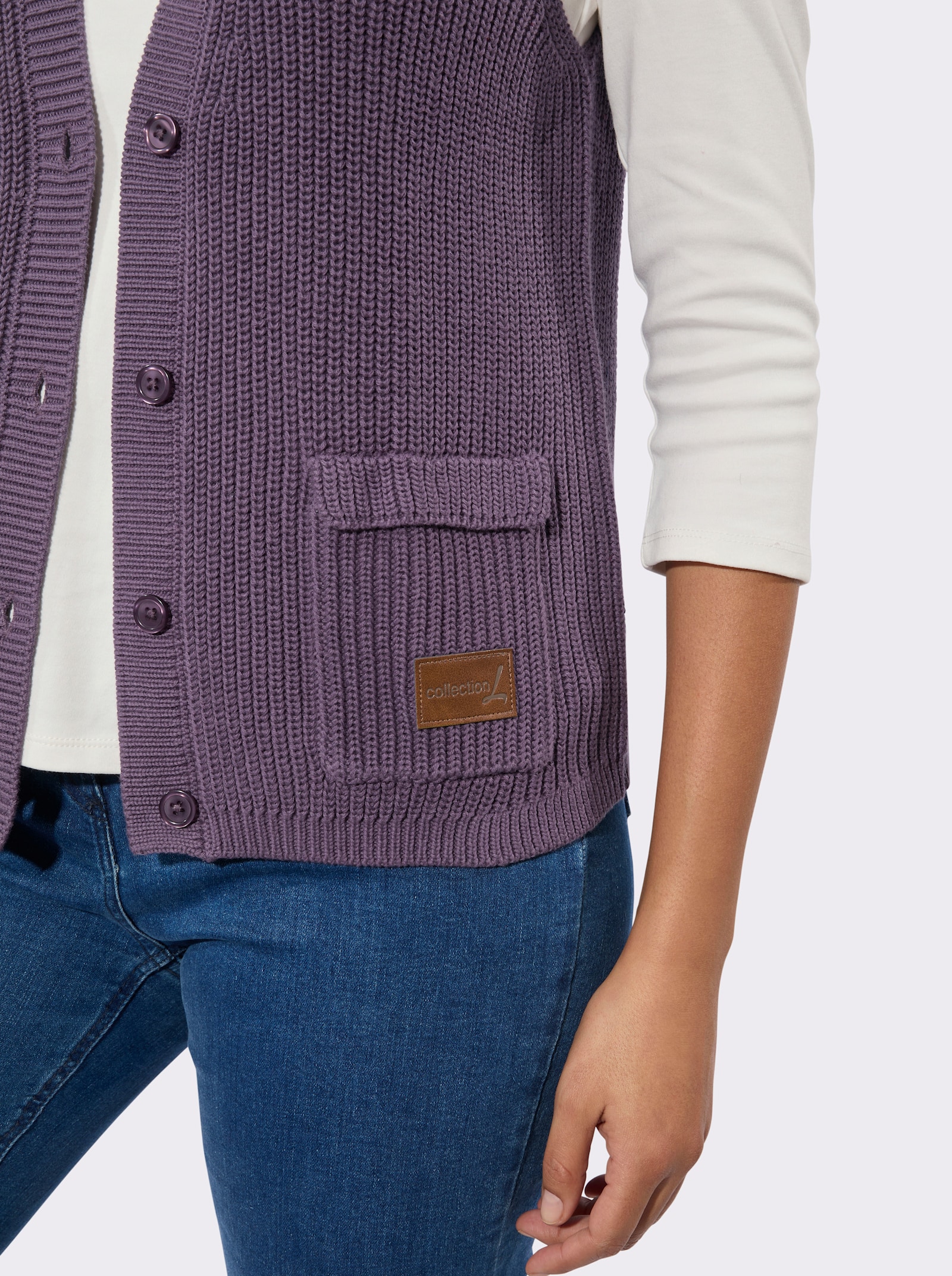 Strickweste mit Ripp-Abschlüssen - feige