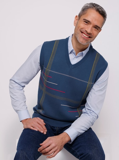 Pullunder mit grafischem Strickmuster - dunkelblau-gemustert