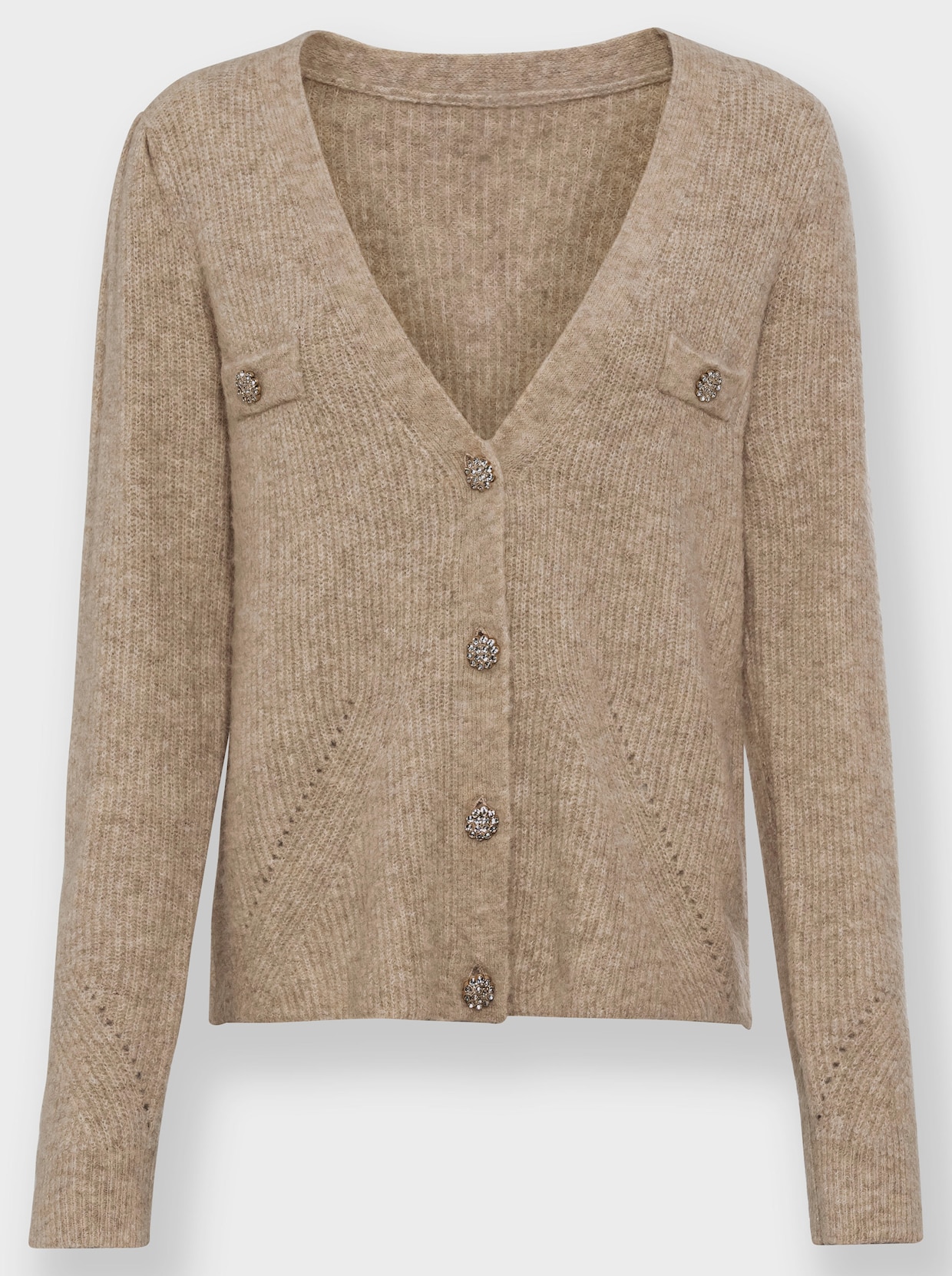 heine Cardigan - ivoor/chocolade gemêleerd