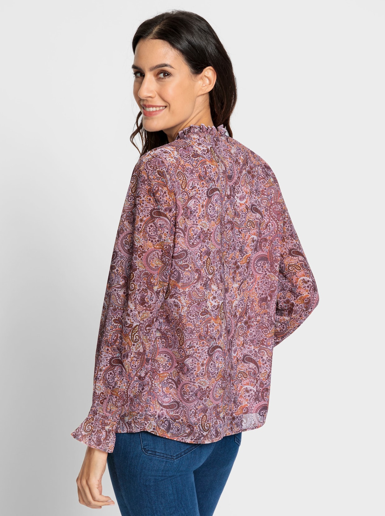 Blouse - hortensia/cognac bedrukt