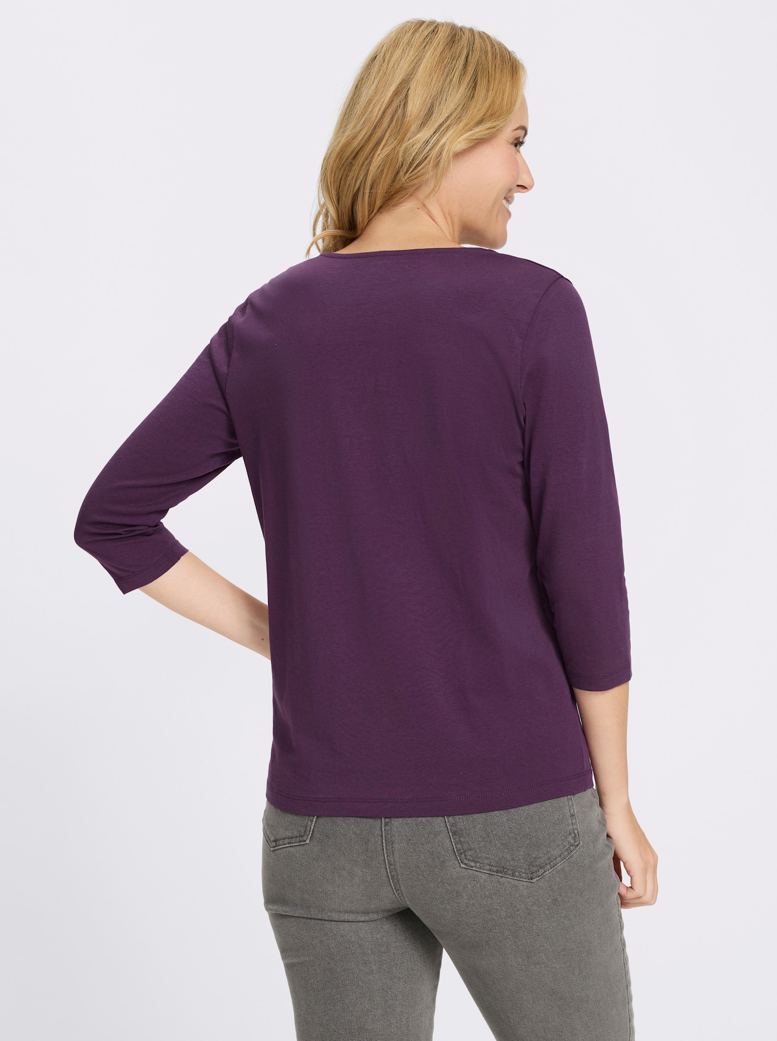 3/4-Arm-Shirt aus reiner Baumwolle - traube