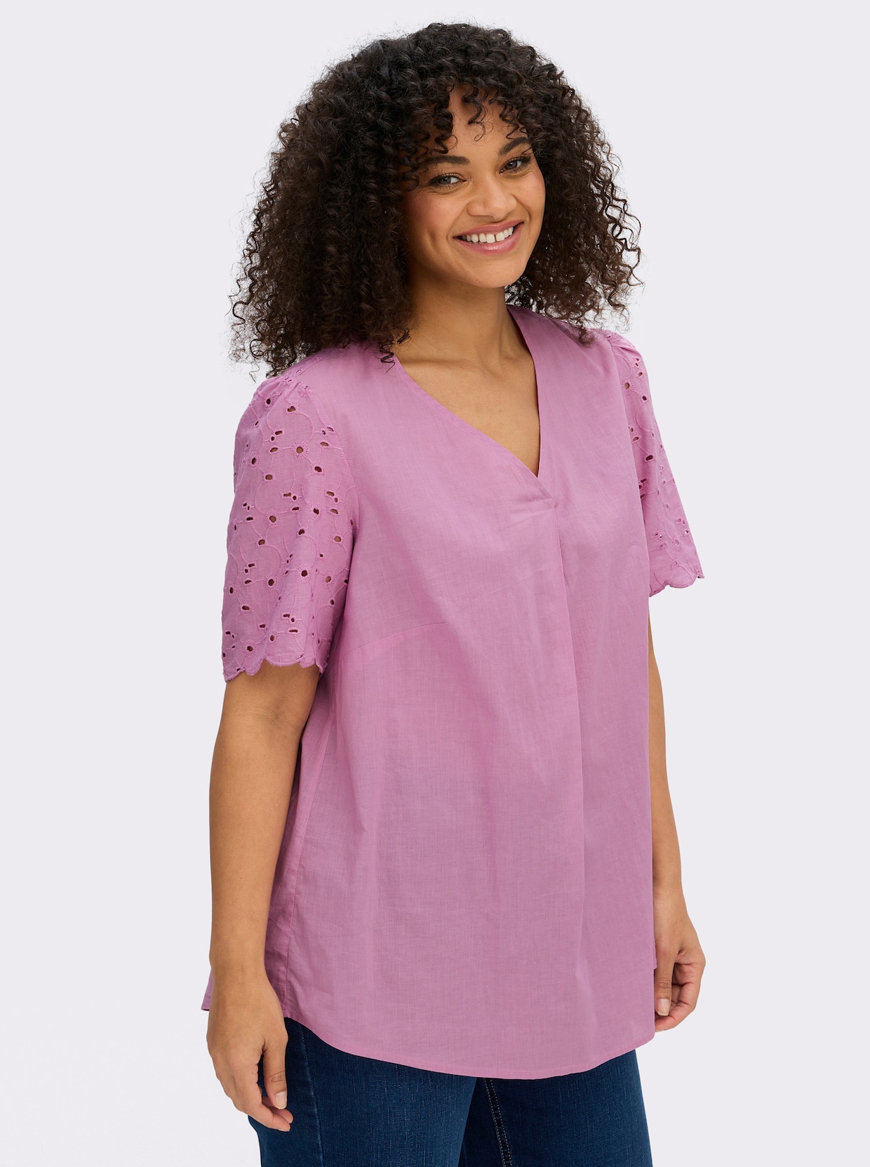 sheego Tunique avec broderie ajourée - orchidée