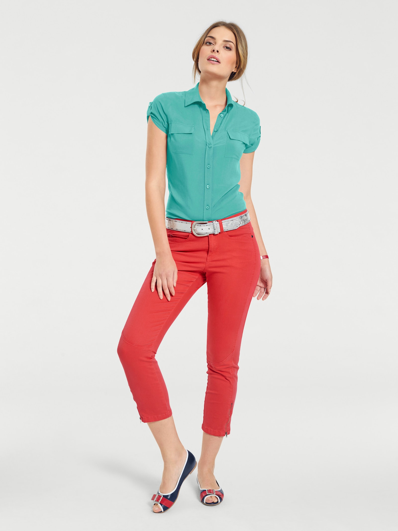 heine Kurzarm-Bluse im Viskose-Mix - mint