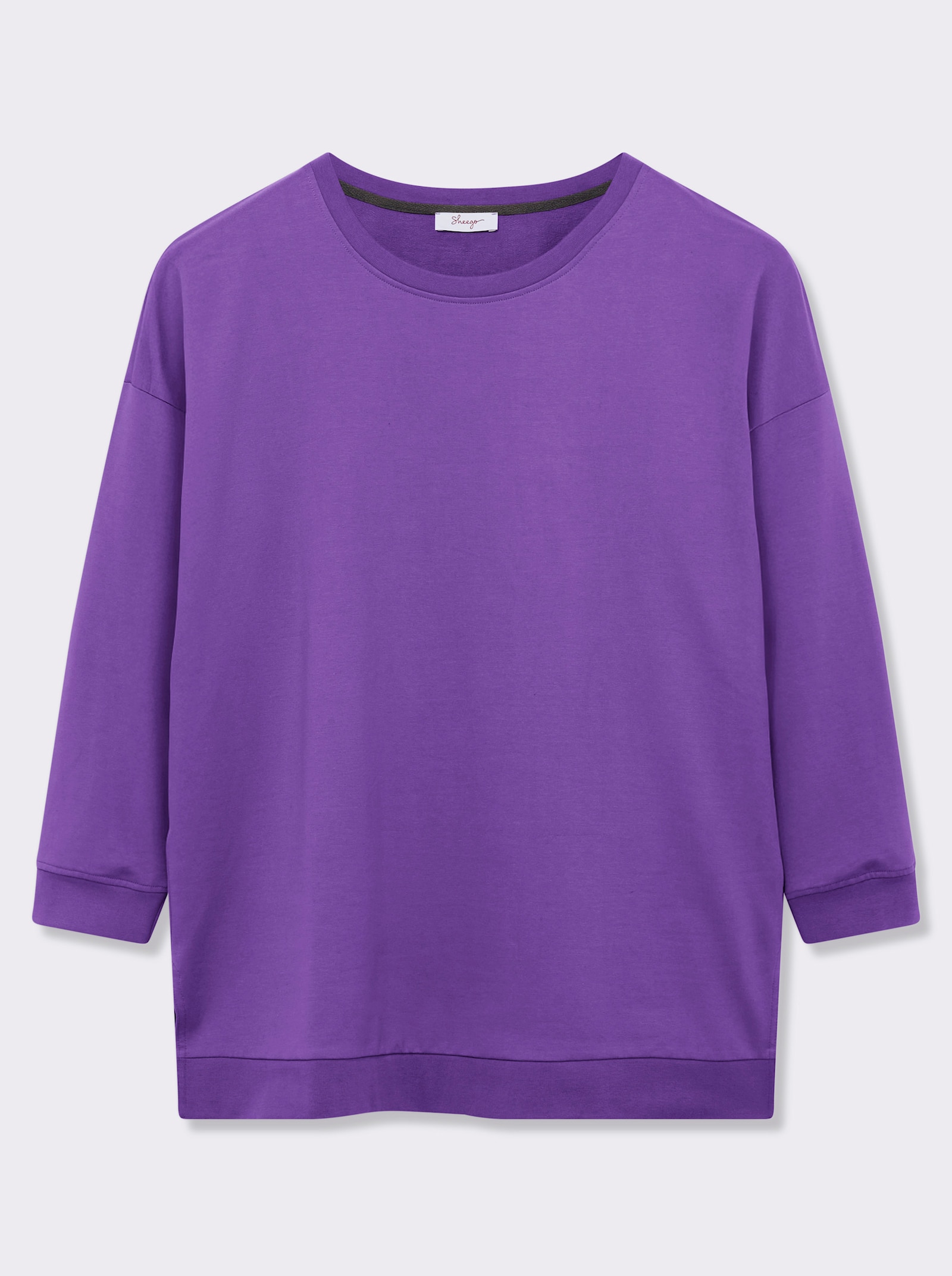 sheego Longsweatshirt mit Ripp-Abschlüssen - lila