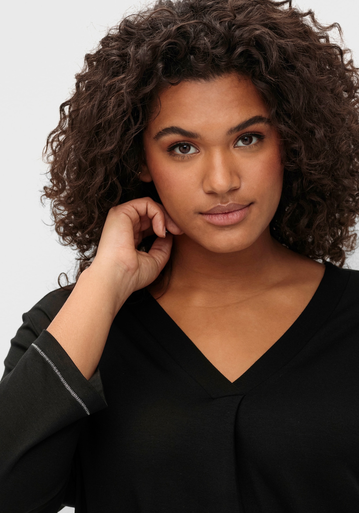 sheego 3/4-Arm-Shirt - schwarz