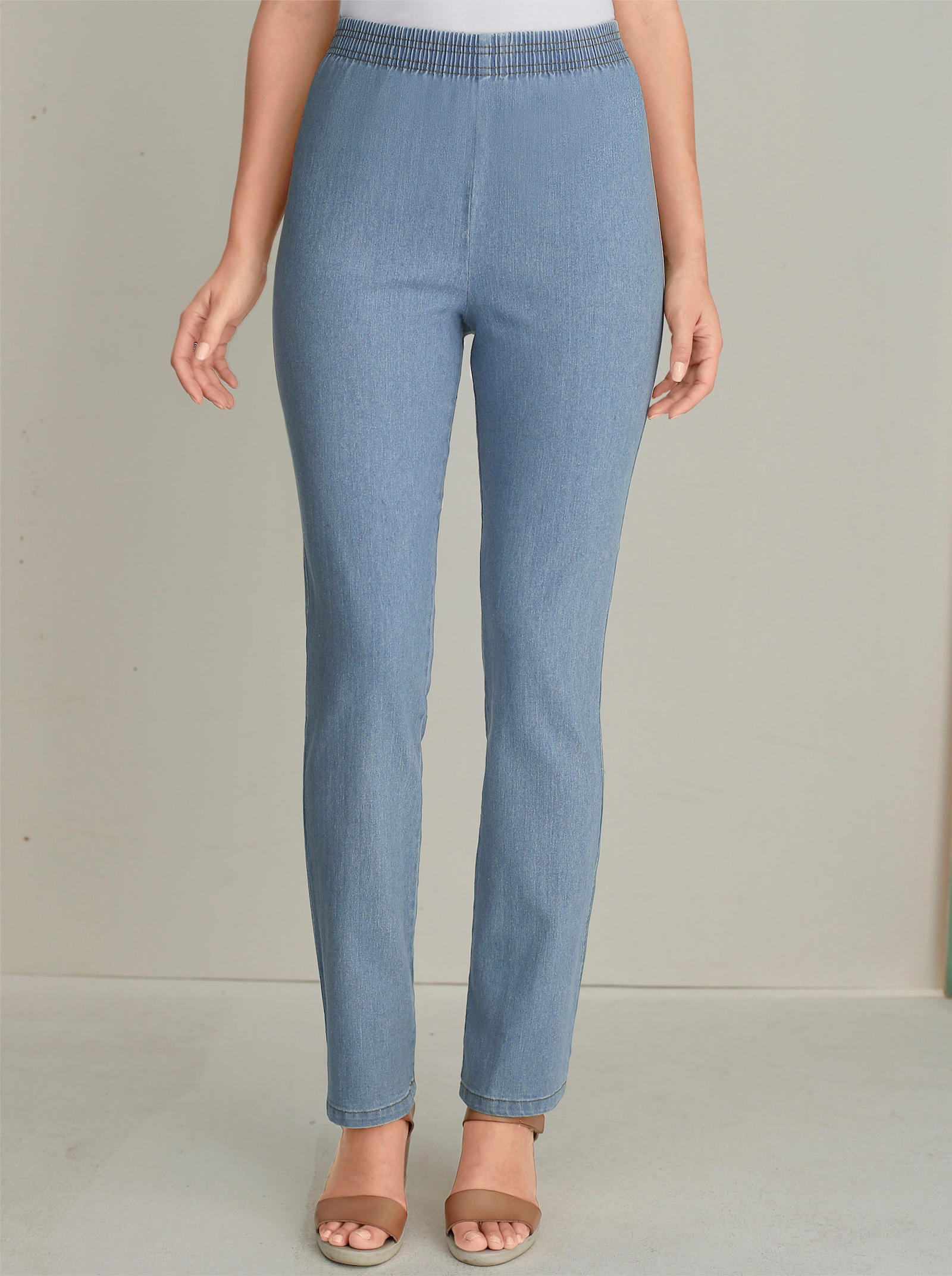 Stretch-Jeans mit Rundum-Dehnbund - blue-bleached