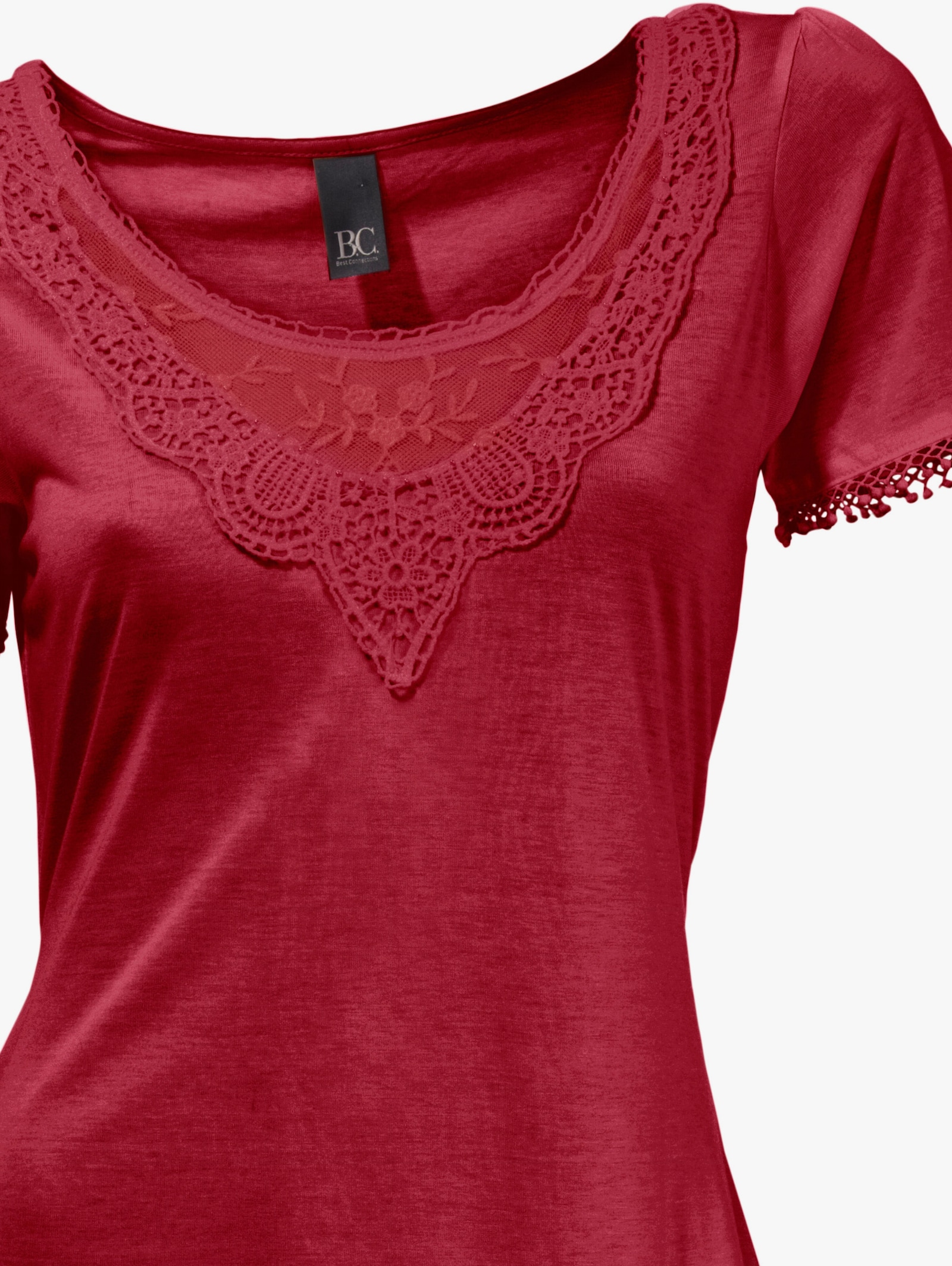 heine Longshirt mit Zipfelsaum - karminrot