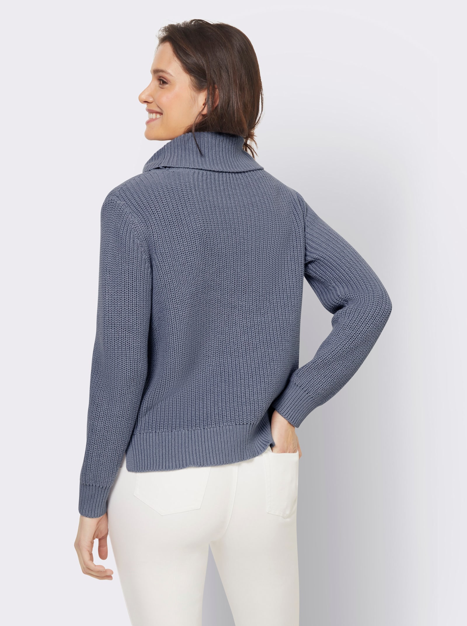 heine Rollkragenpullover im Rippen-Strick - taubenblau