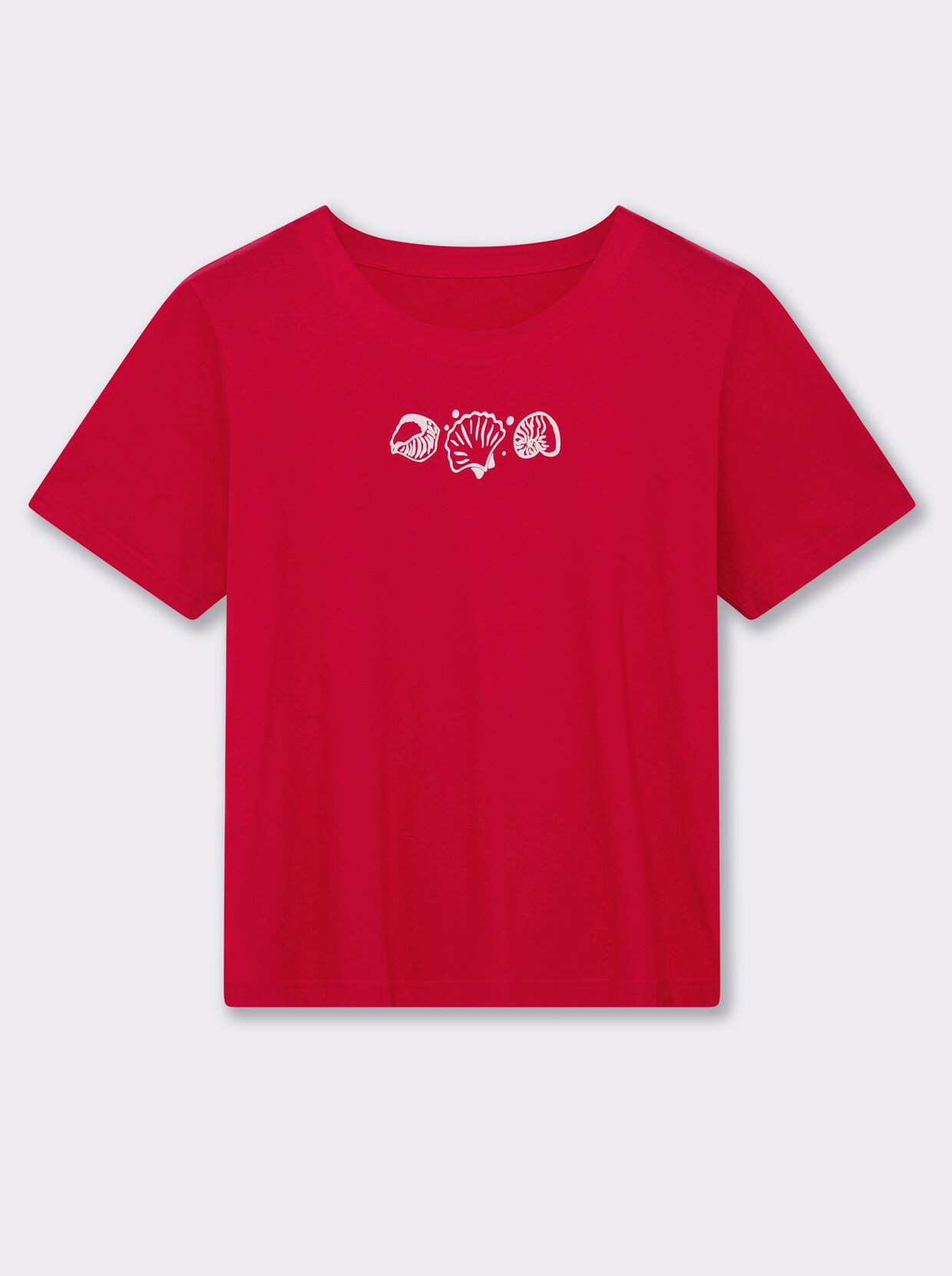 Kurzarmshirt mit Muschel-Druck - rot