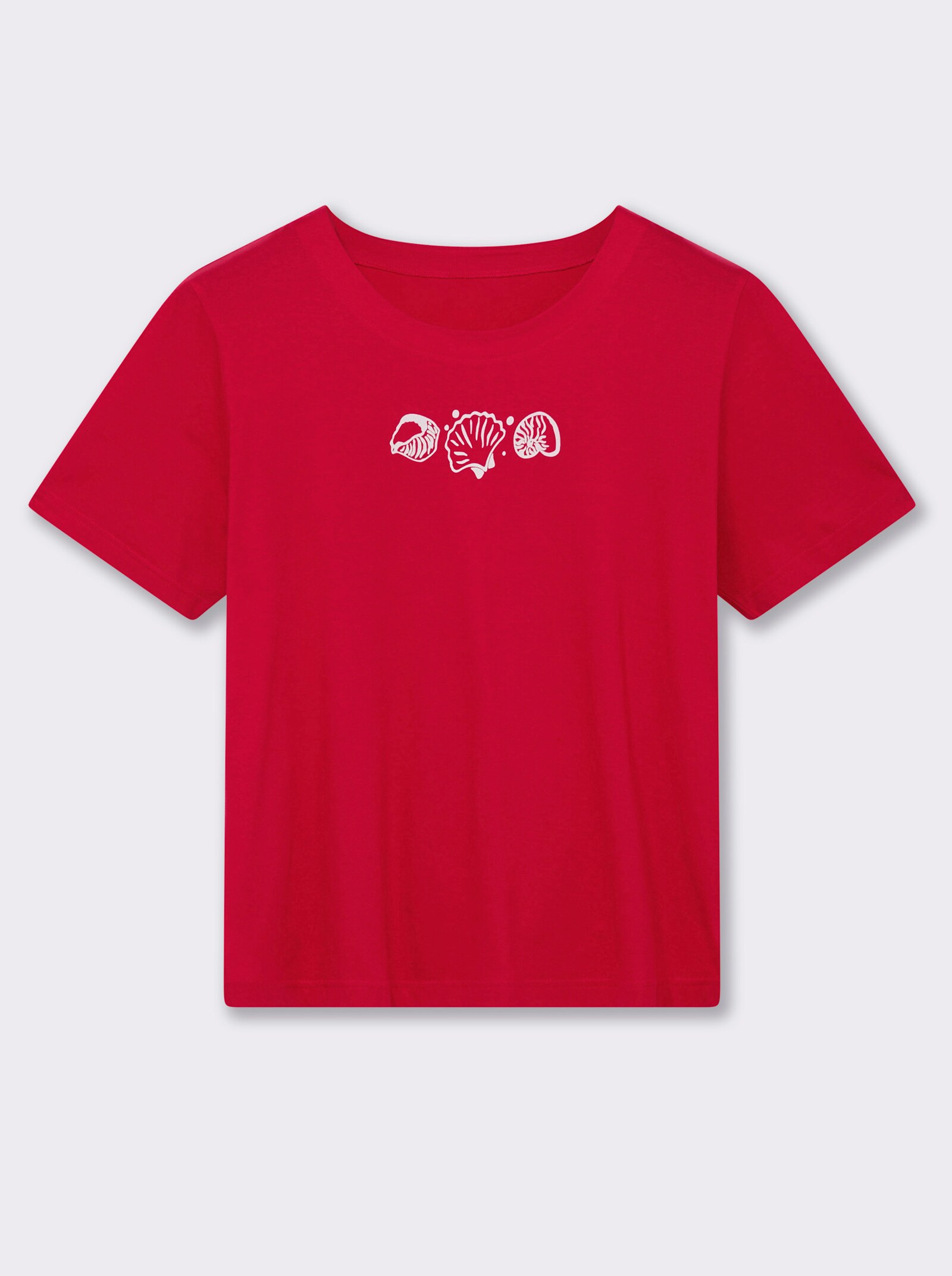 Kurzarmshirt mit Muschel-Druck - rot