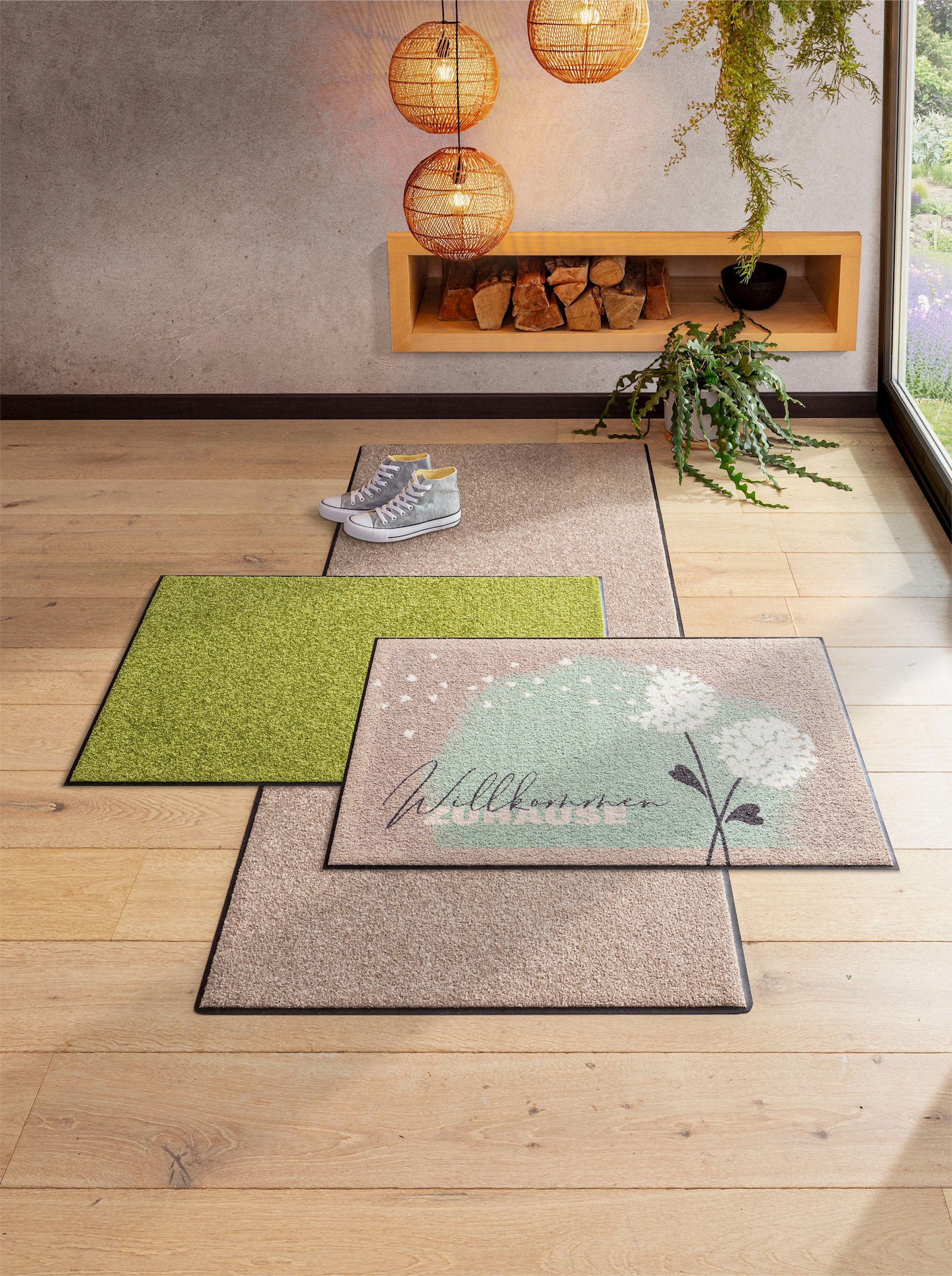 Salonloewe Fußmatte - grün-ecru-gemustert