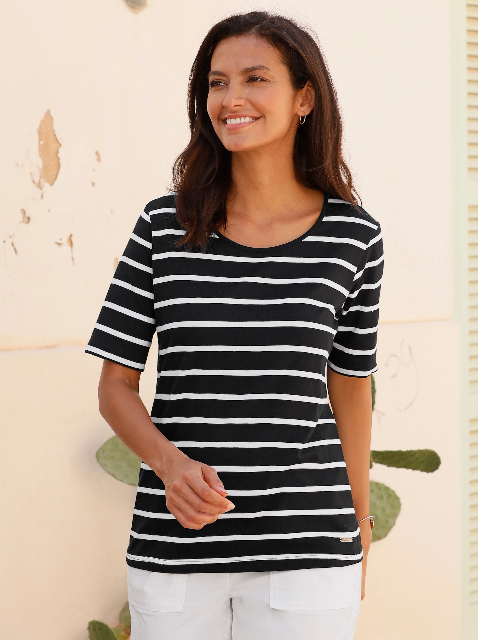 Ringelshirt mit zertifizierter Bio-Baumwolle - schwarz-ecru-geringelt