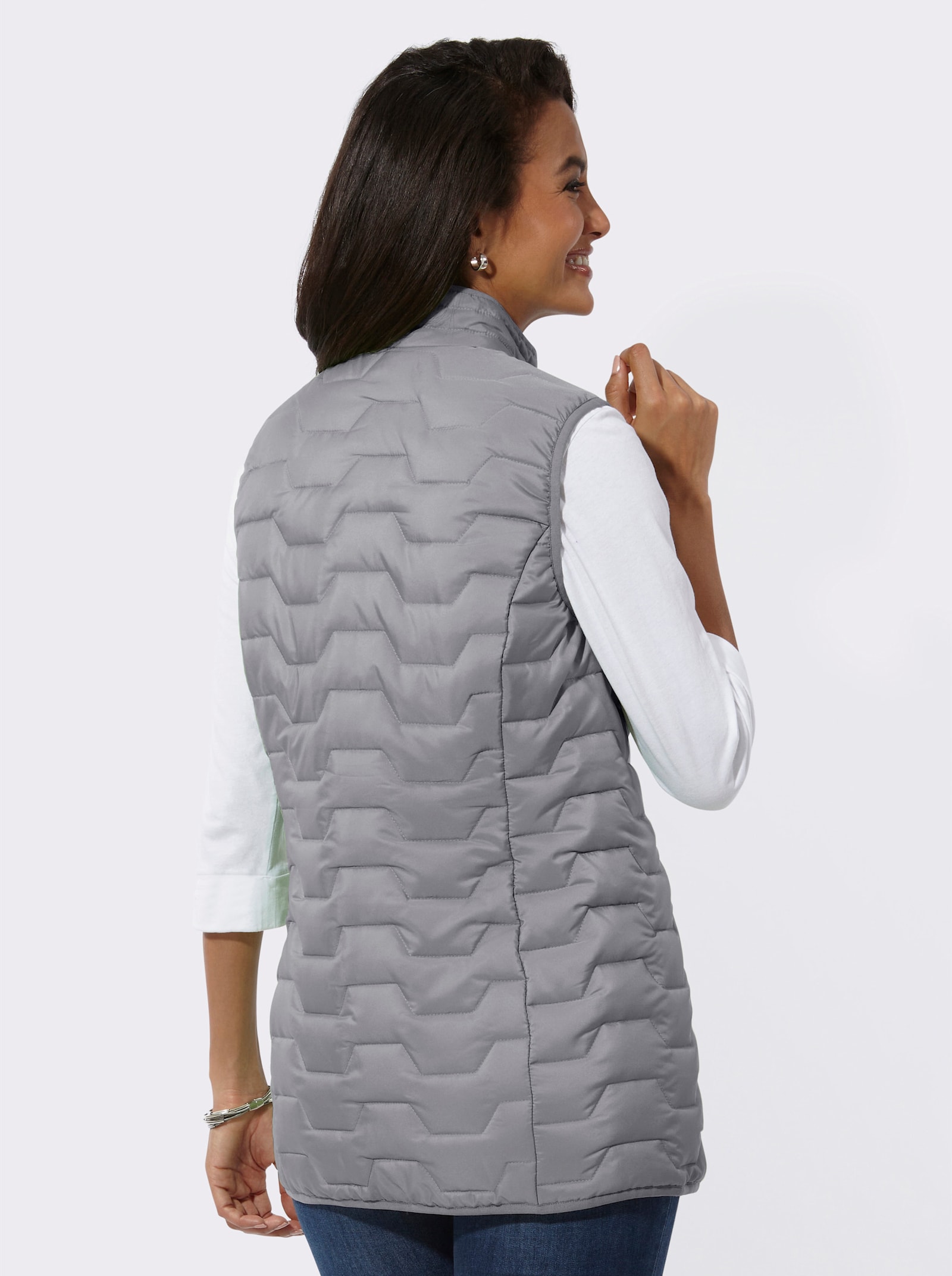 Steppweste aus recyceltem Polyester - steingrau