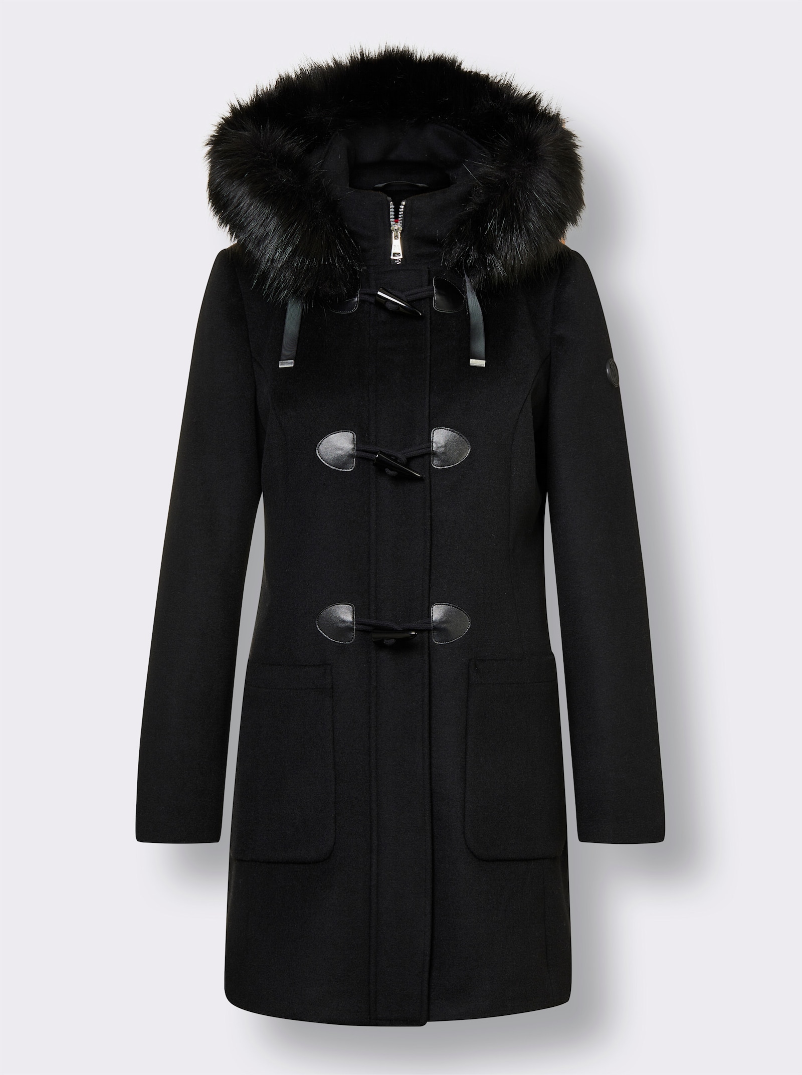 Manisa Wolljacke mit Kontrast-Innenfutter - schwarz