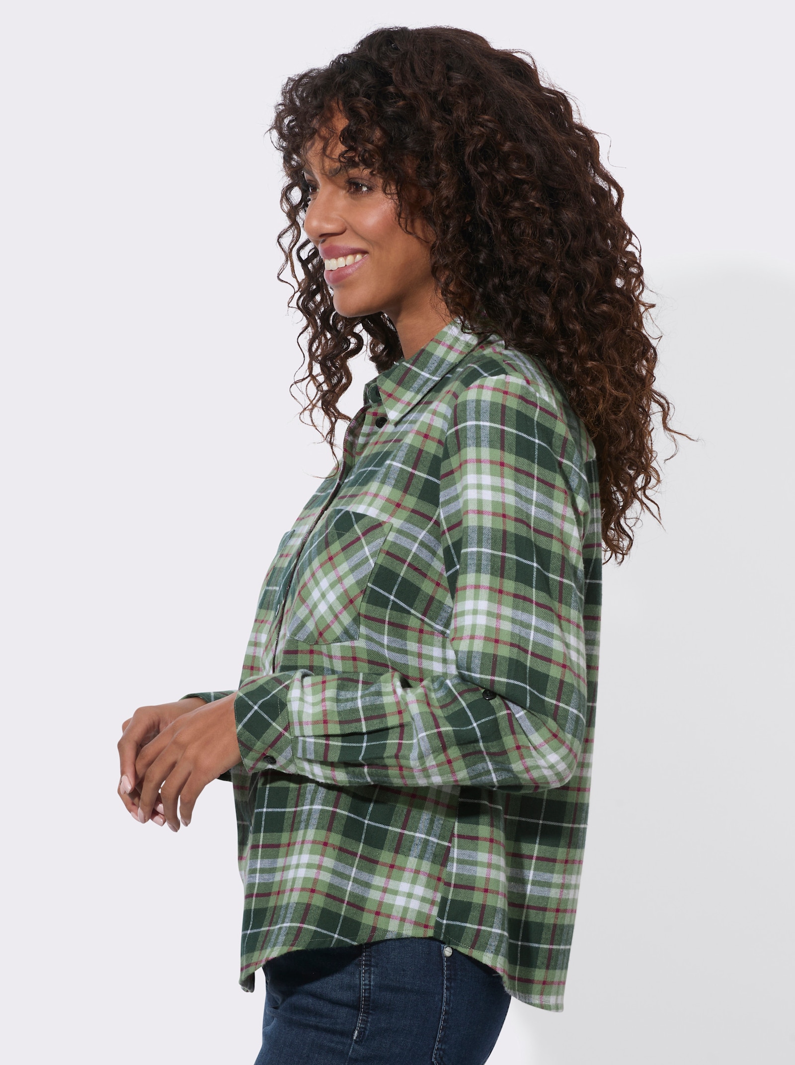 Karobluse aus weichem Flanell - eucalyptus-moos-kariert