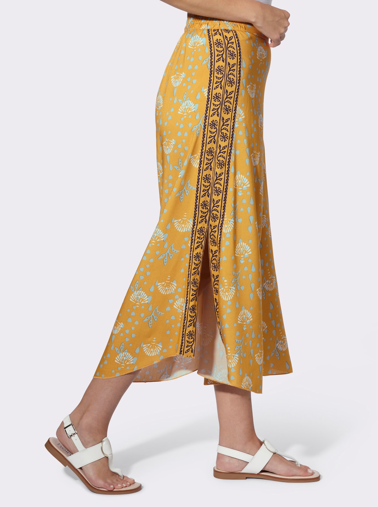 heine Pantalon - ocre-écru imprimé
