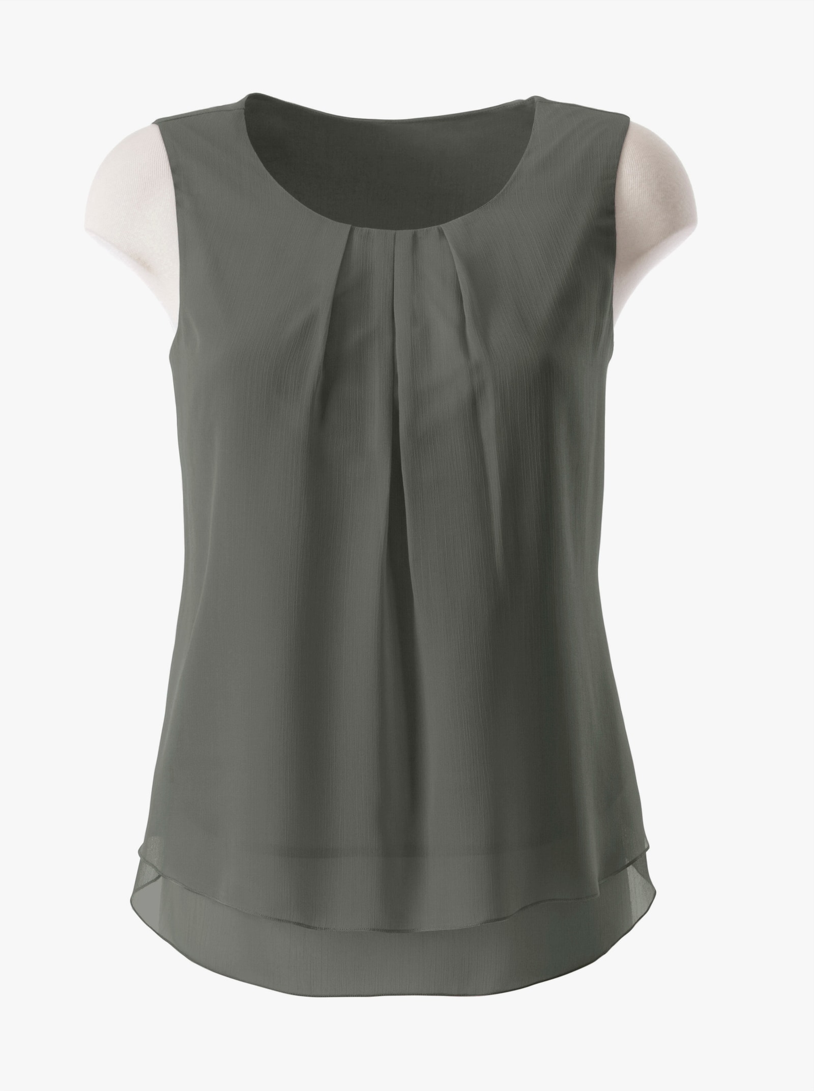 Blusentop in Crêpe-Qualität - khaki