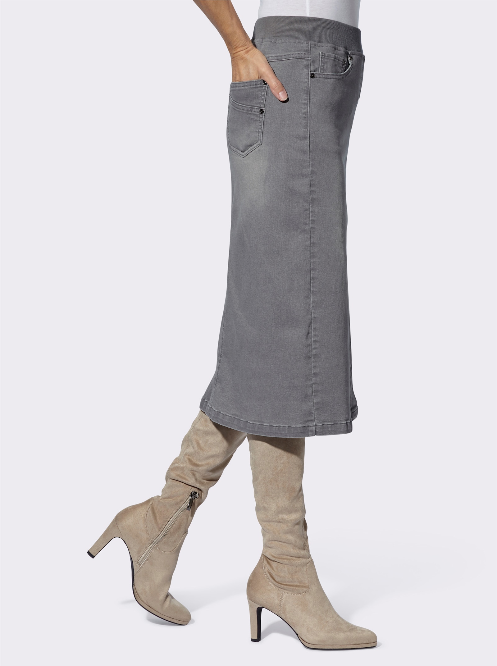 Jeansrock in Schlupfform - grey-denim