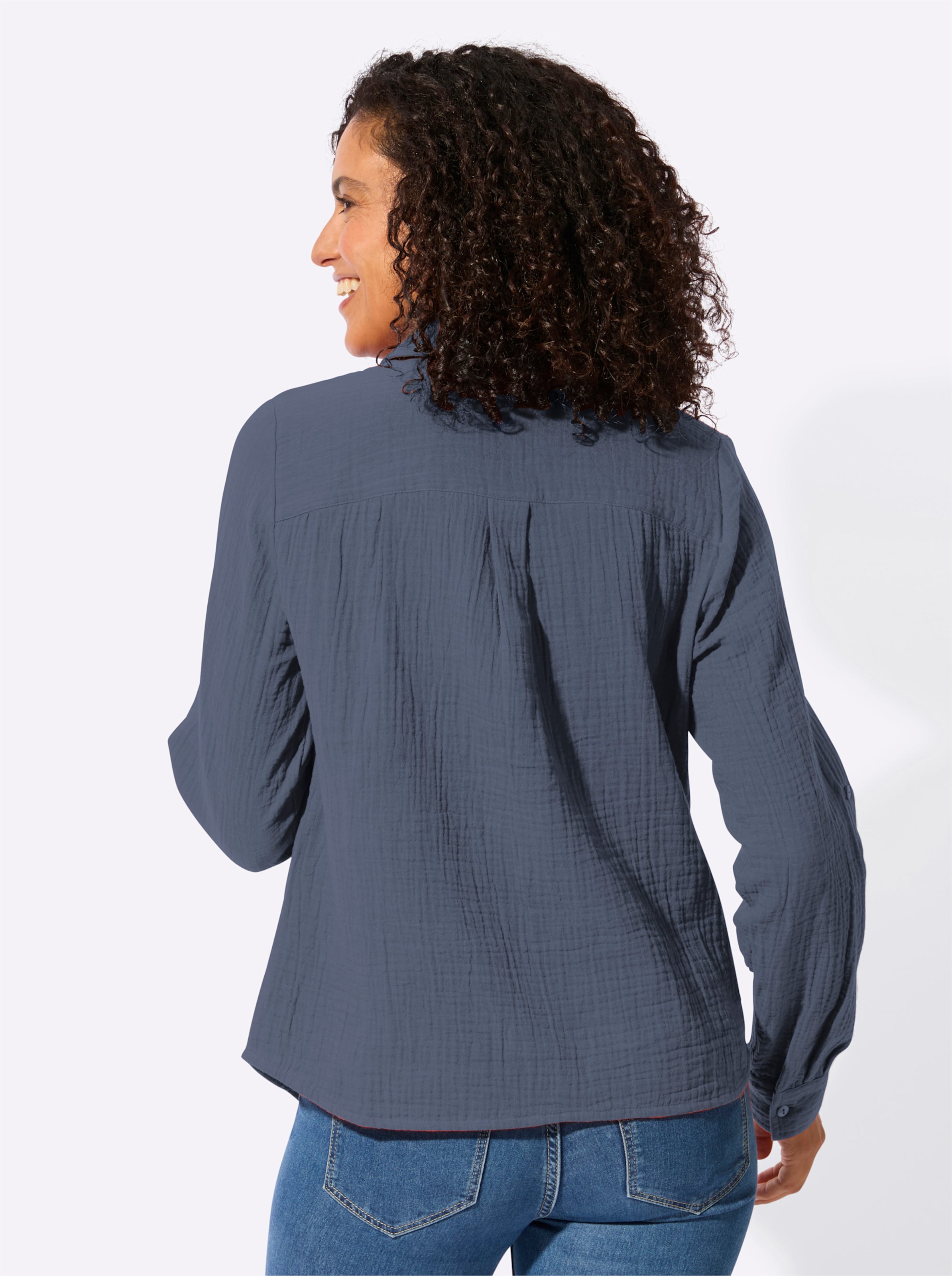 Sheego Damen Rauchblau Baumwollbluse - Bild 5