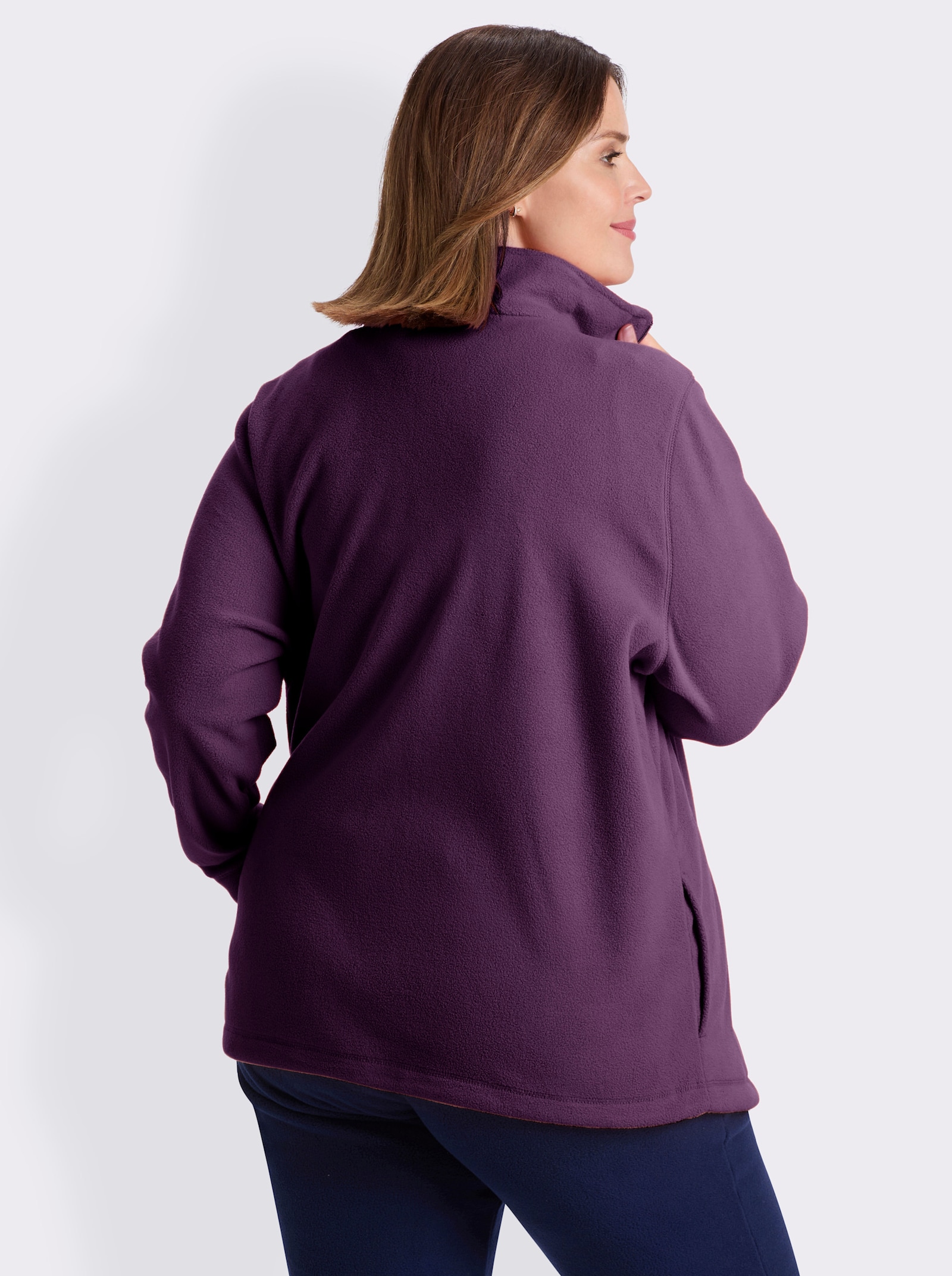 Fleecejacke Kordeldurchzug am Saum - pflaume