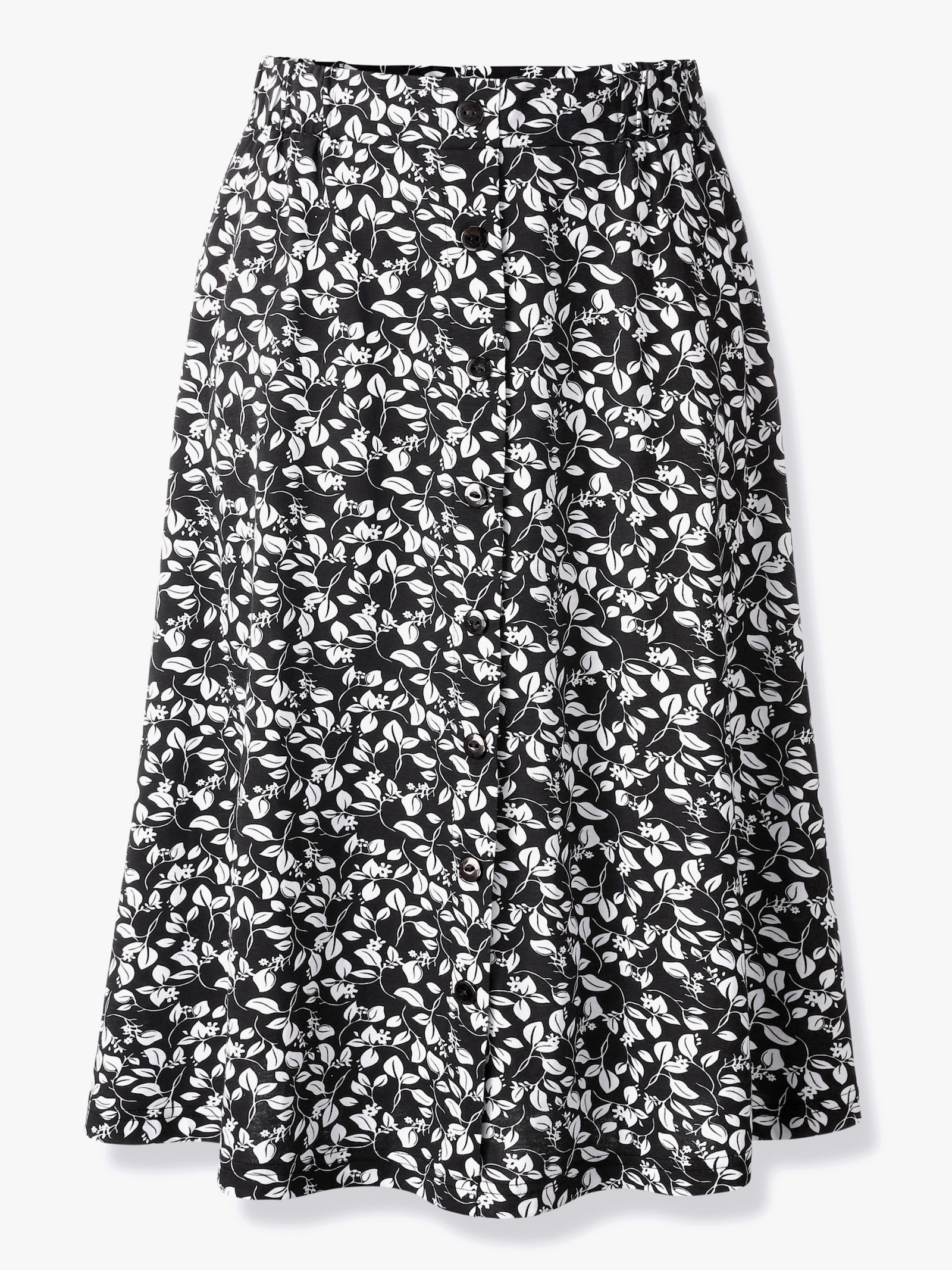 Schlupfrock mit imitierter Knopfleiste - schwarz-weiß-bedruckt