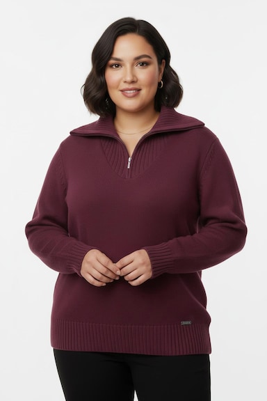 Troyer mit breiten Rippabschlüssen - fuchsia