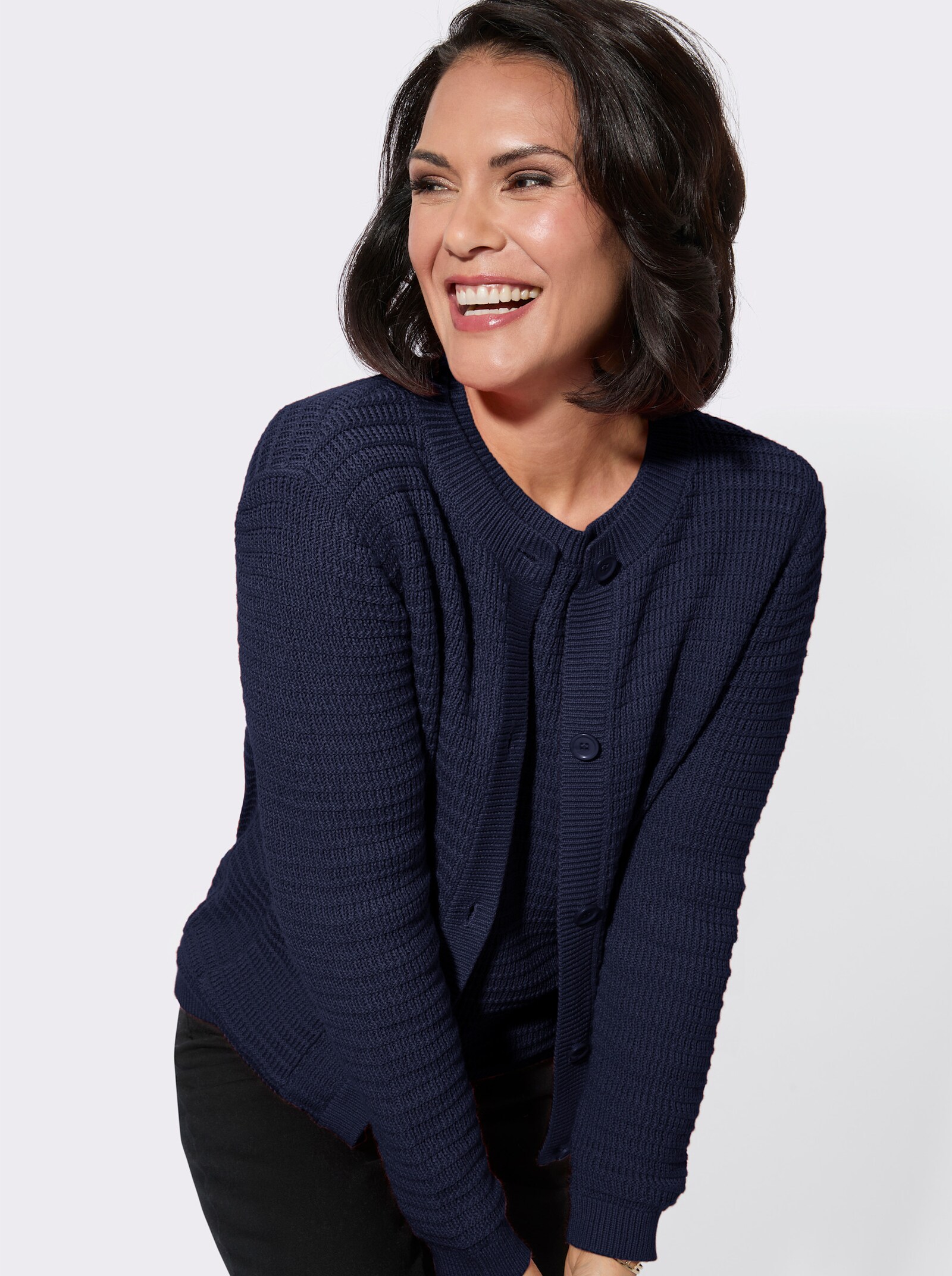 Twin-Set mit gerippten Abschlüssen - marine