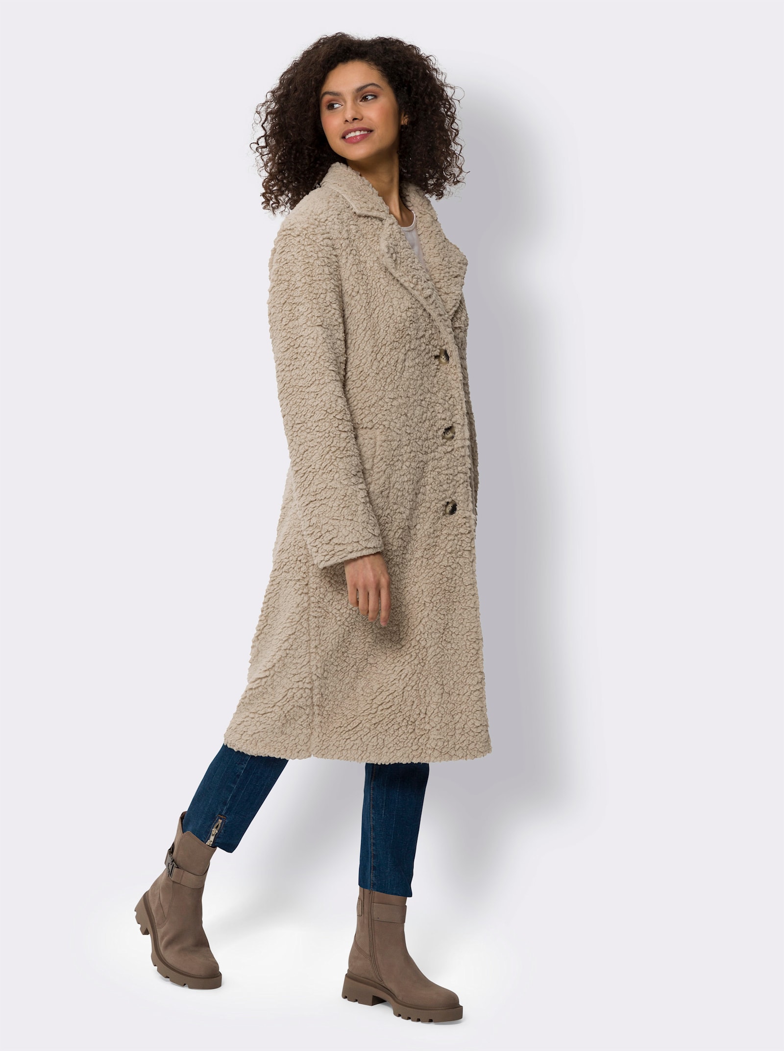 heine Wintermantel in Teddy-Qualität - sand