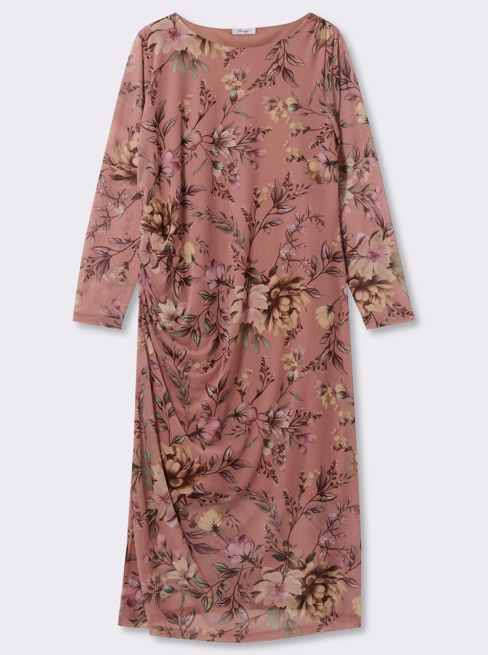 sheego Blumenkleid aus Mesh-Qualität - rosenholz-camel-bedruckt