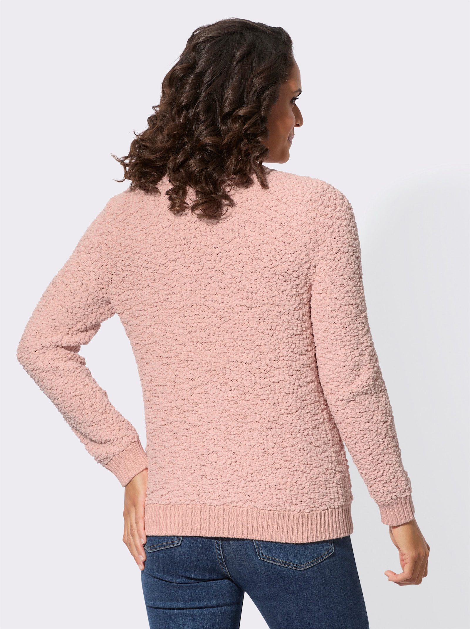 Strickjacke aus Popcorn-Garn - puder