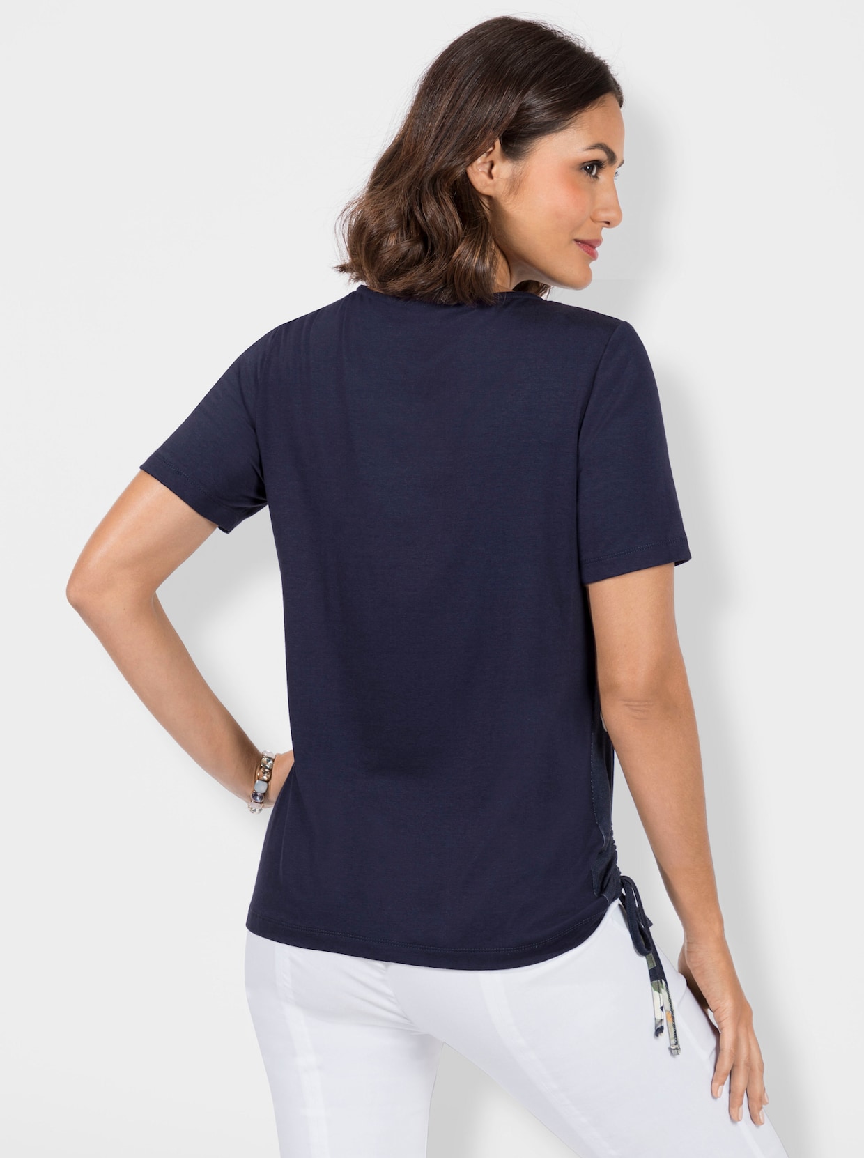 Shirt - marine/ecru geprint