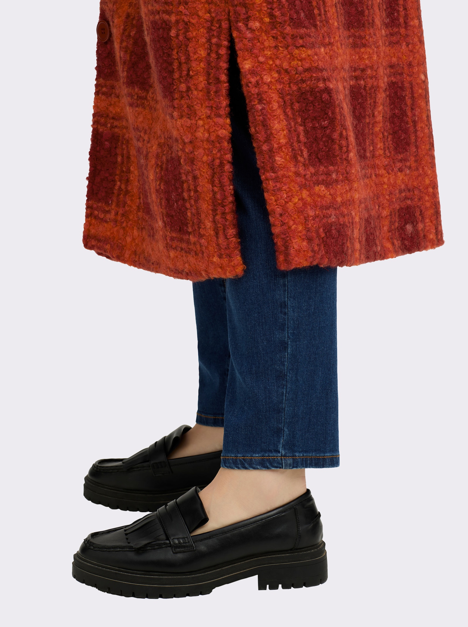 sheego Wintermantel mit Karomuster - kirsche-orange-gemustert