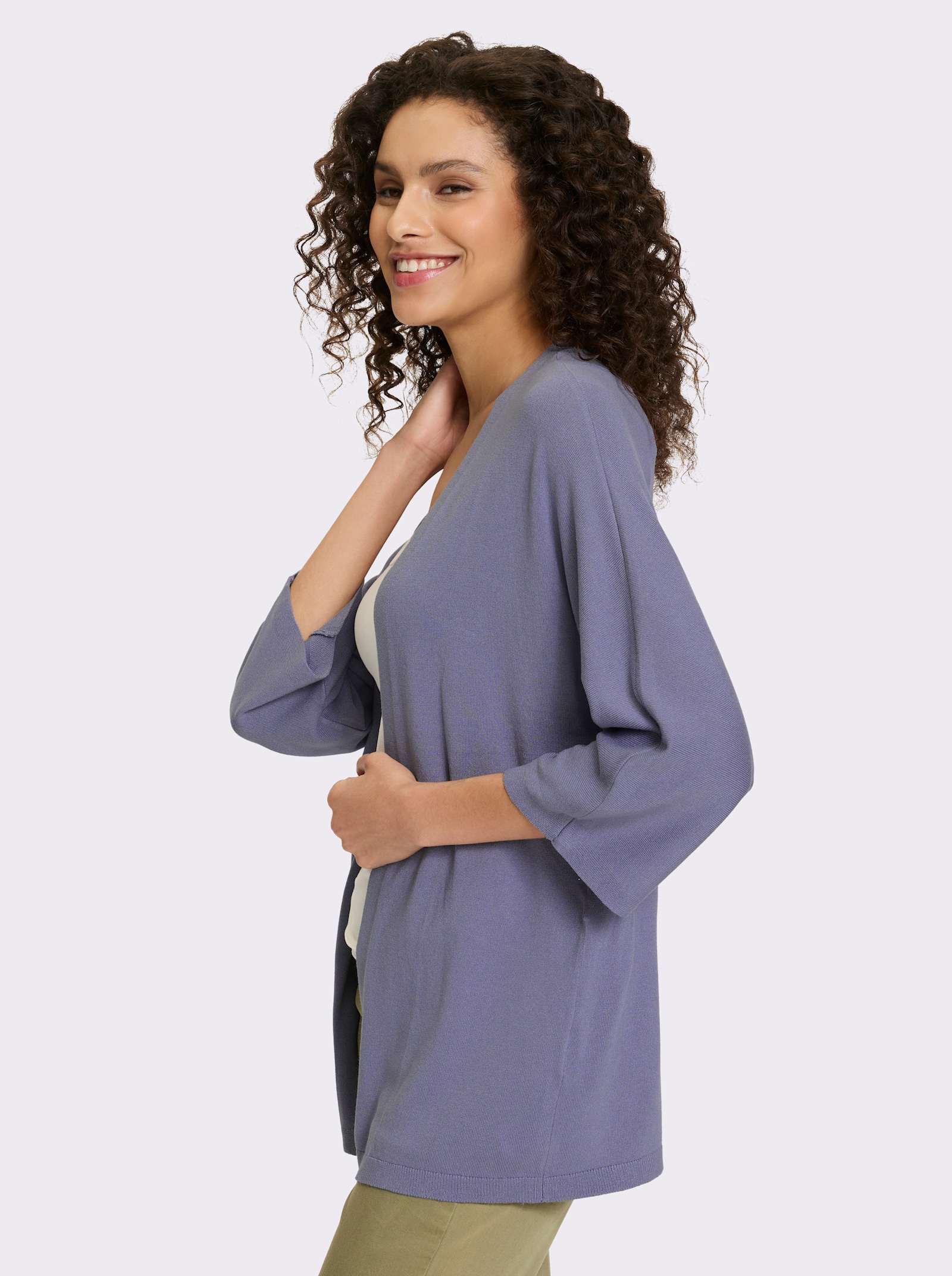 heine Strickjacke mit 3/4-Arm - taubenblau