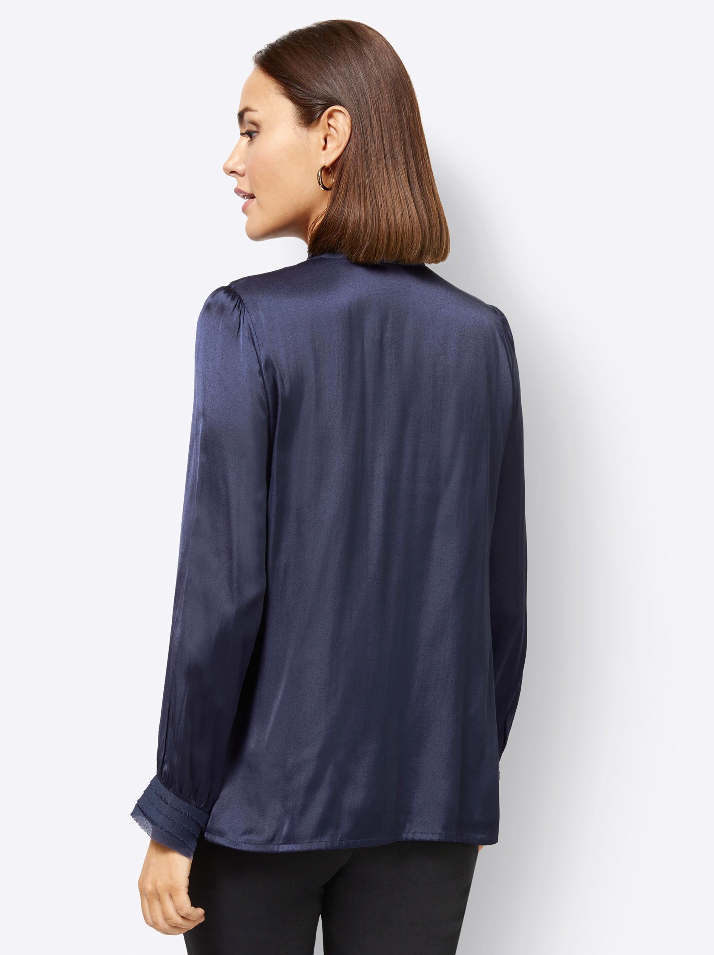 Damenmode Blusen Satinbluse in nachtblau Damenmode Blusen Satinbluse in nachtblau