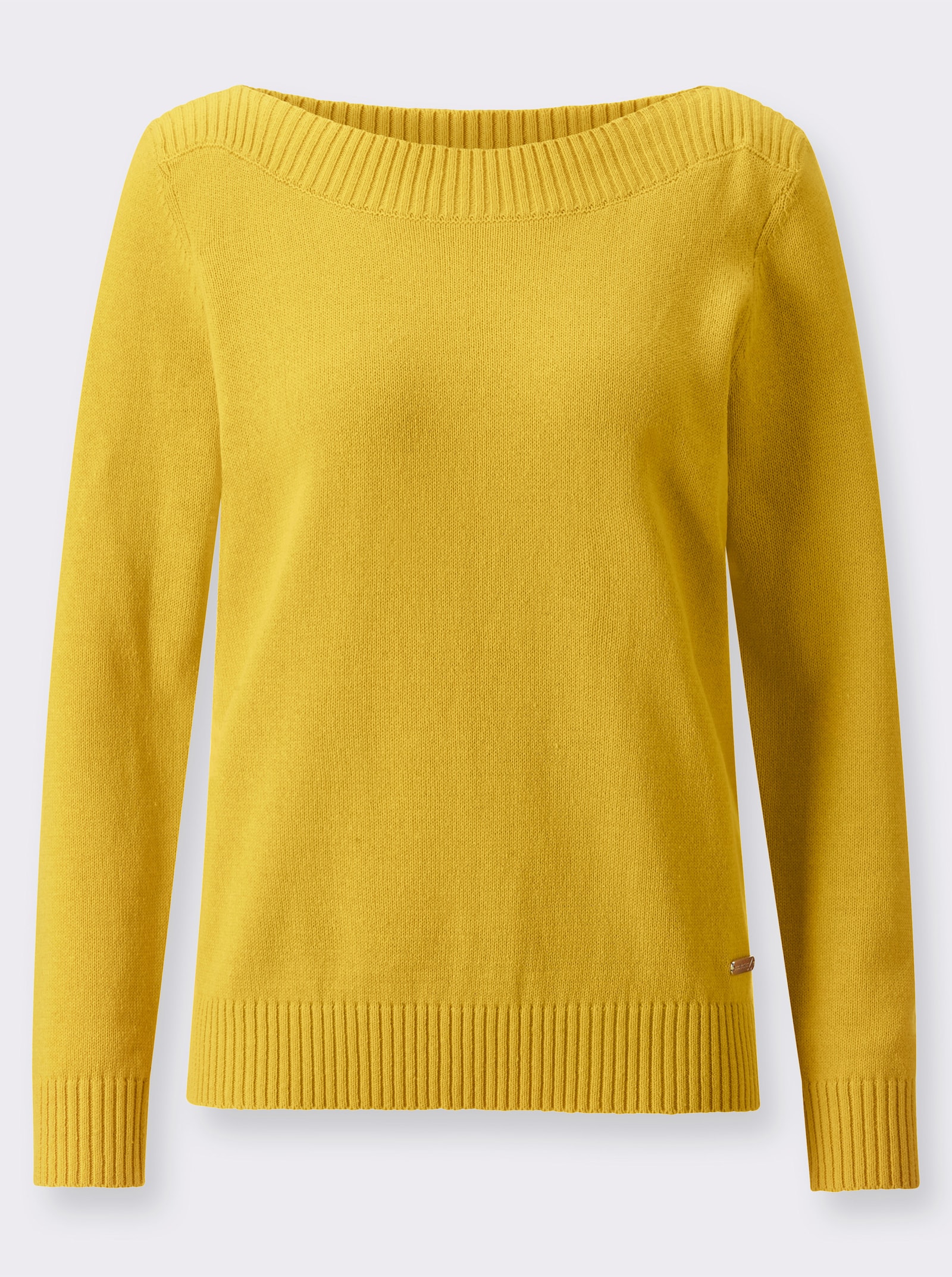 Langarm-Pullover mit U-Boot-Ausschnitt - ocker