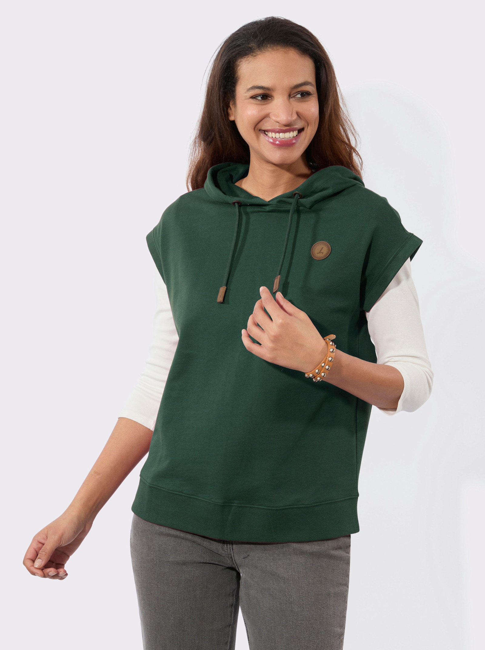 Kapuzenshirt mit Tunnelzug - moos