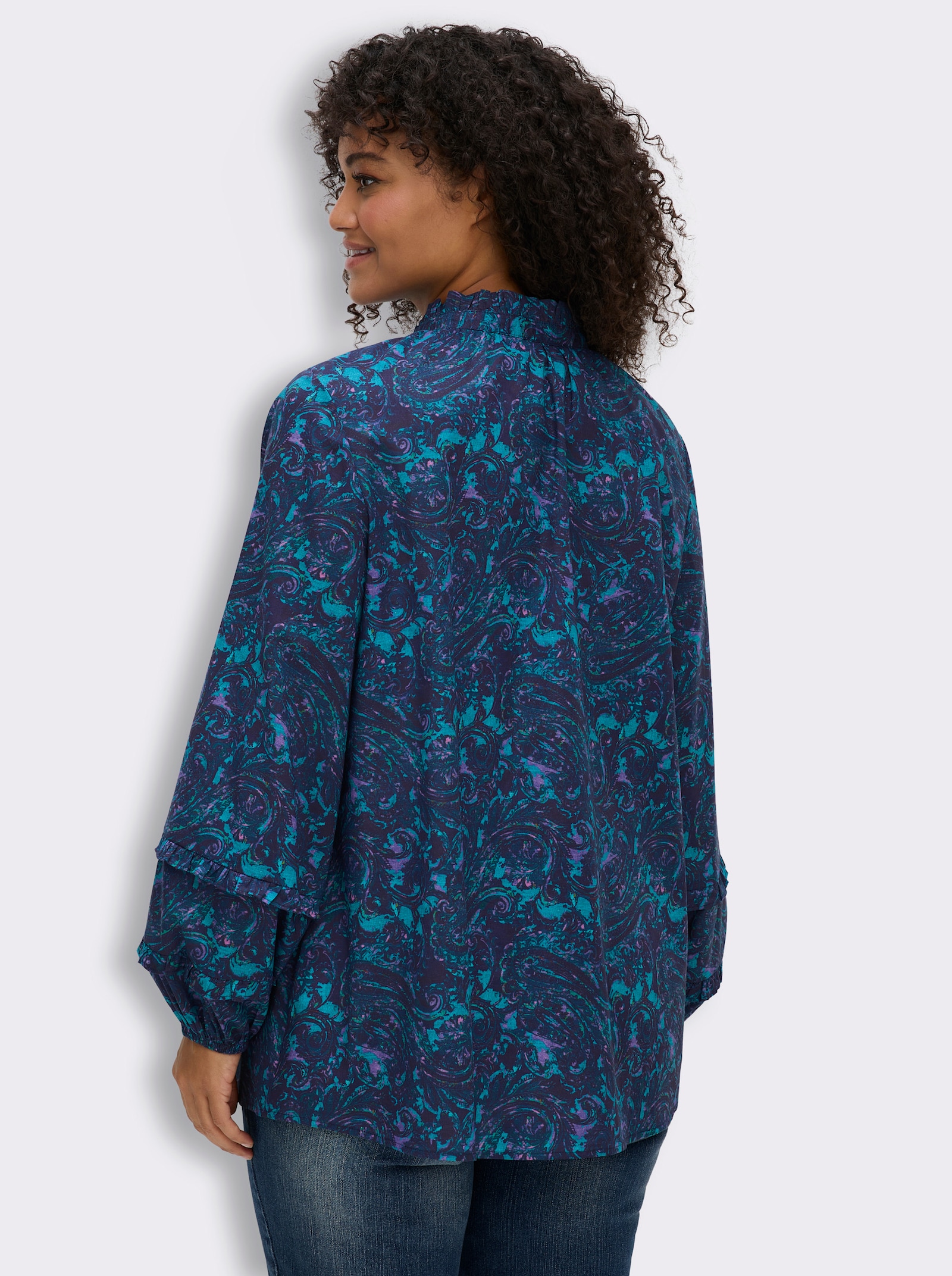 sheego by Joe Browns Langarmbluse mit Paisleymuster - aubergine-lavendel-gemustert
