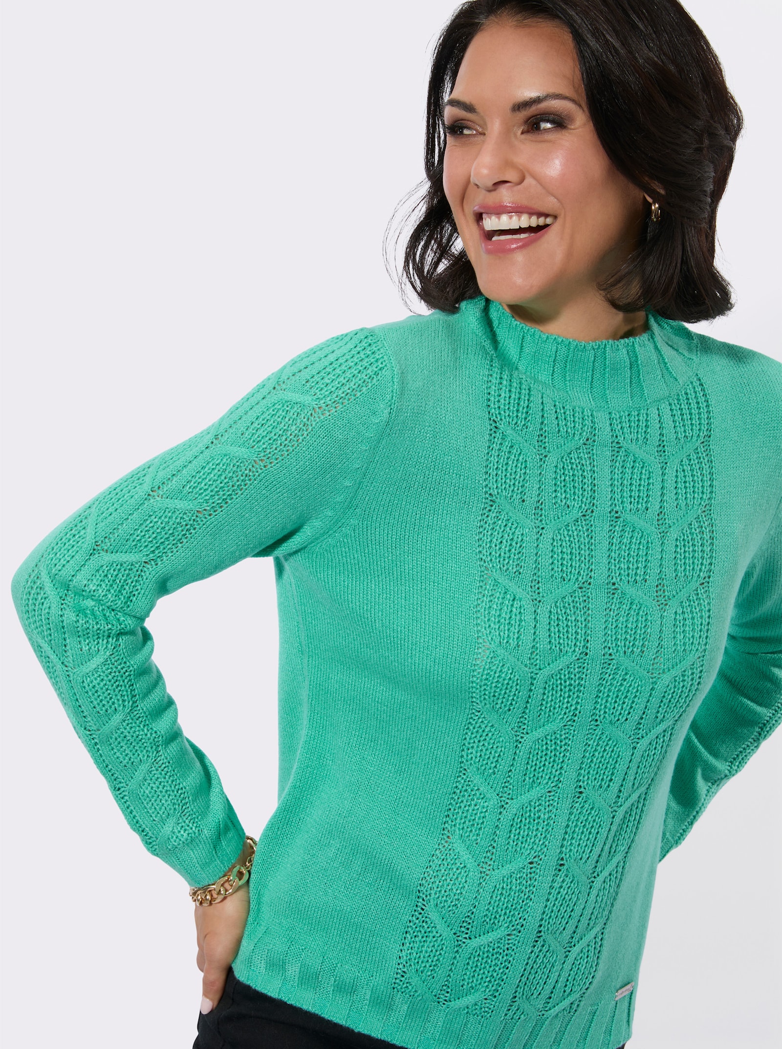 Stehkragenpullover - blaugrün