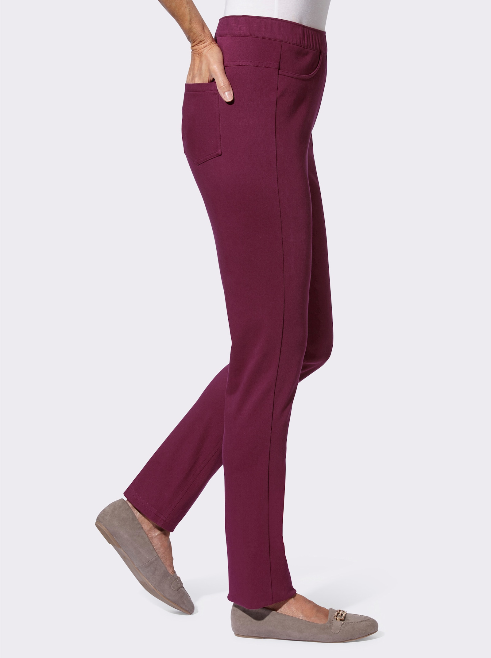 Schlupfhose mit Dehnbund - bordeaux