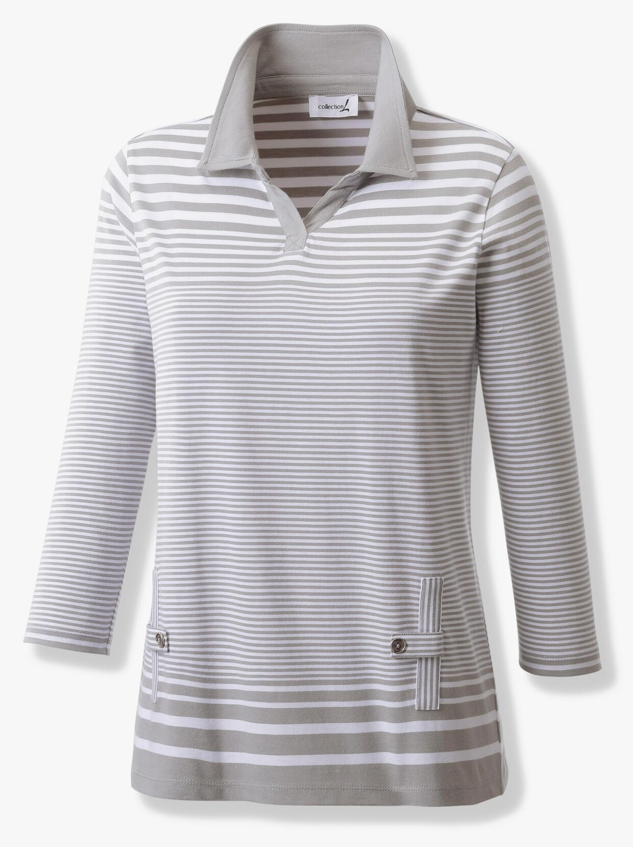 Streifenshirt - grau-weiß-gestreift
