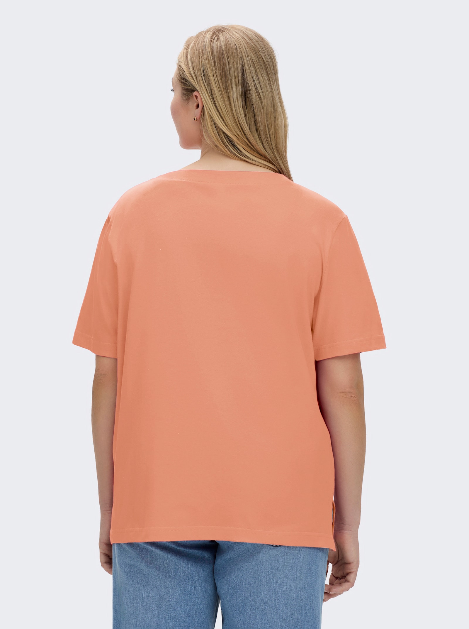 Kurzarmshirt mit Muschel-Druck - apricot