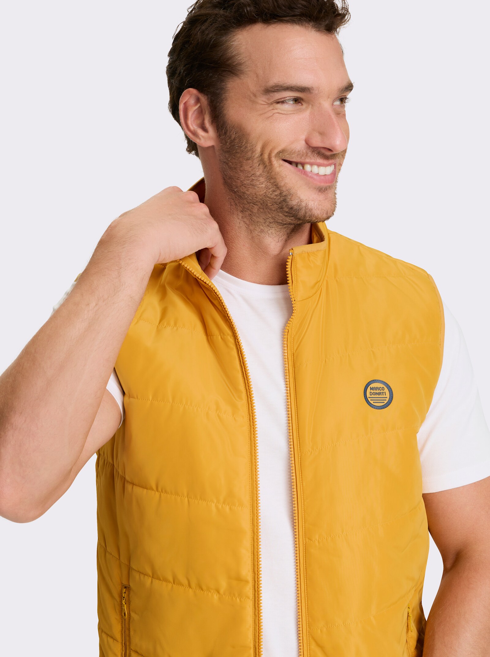 Marco Donati Bodywarmer met elastische paspel aan de zoom - oker