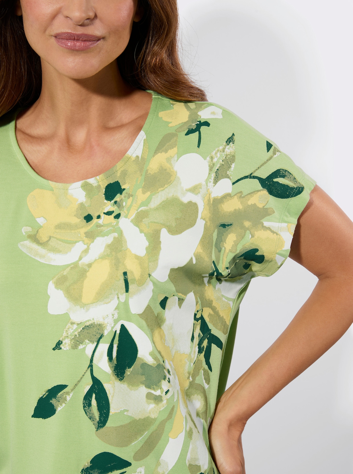 Kurzarmshirt - pistazie-zitrone-bedruckt