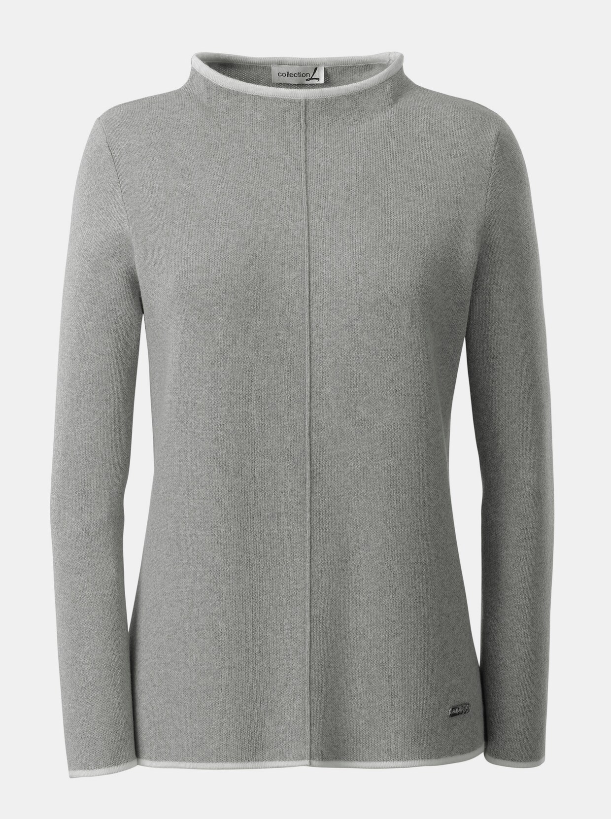 Langarm-Pullover - grau-meliert