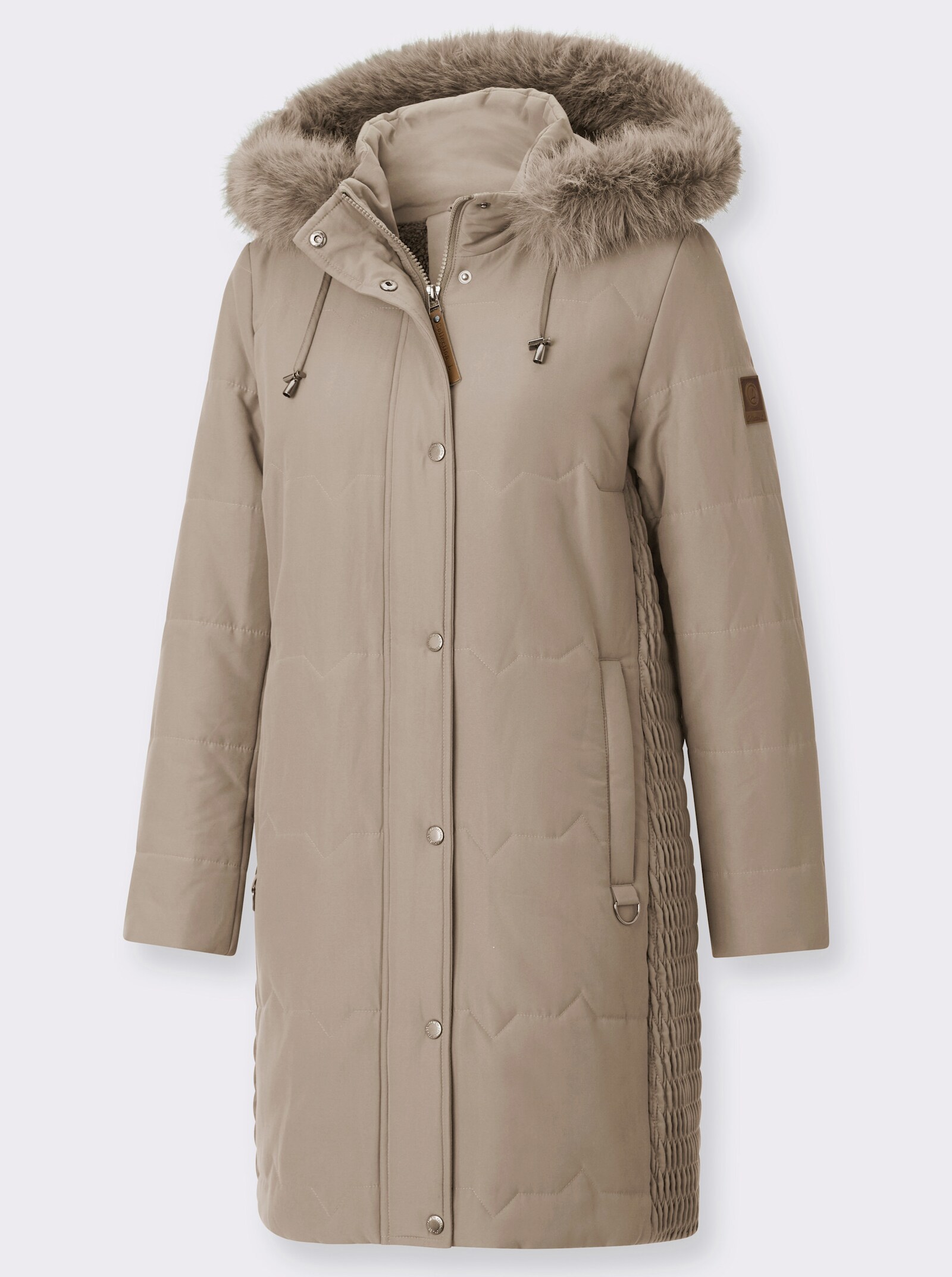 Steppjacke mit Teddy-Fleece-Futter - sesam